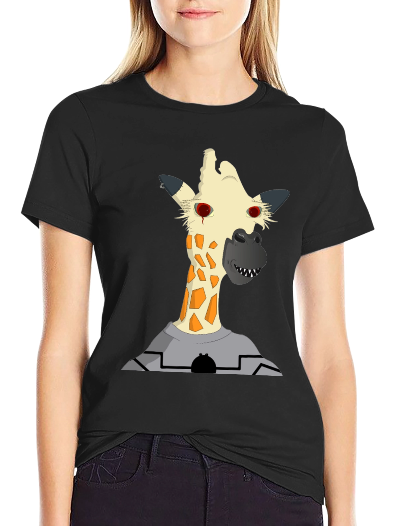 Giraffe Zombie T-Shirt - Mens Black Tee