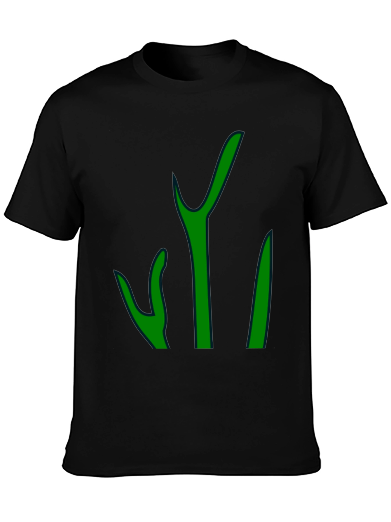 Green Graphic Print Mens Black T-Shirt
