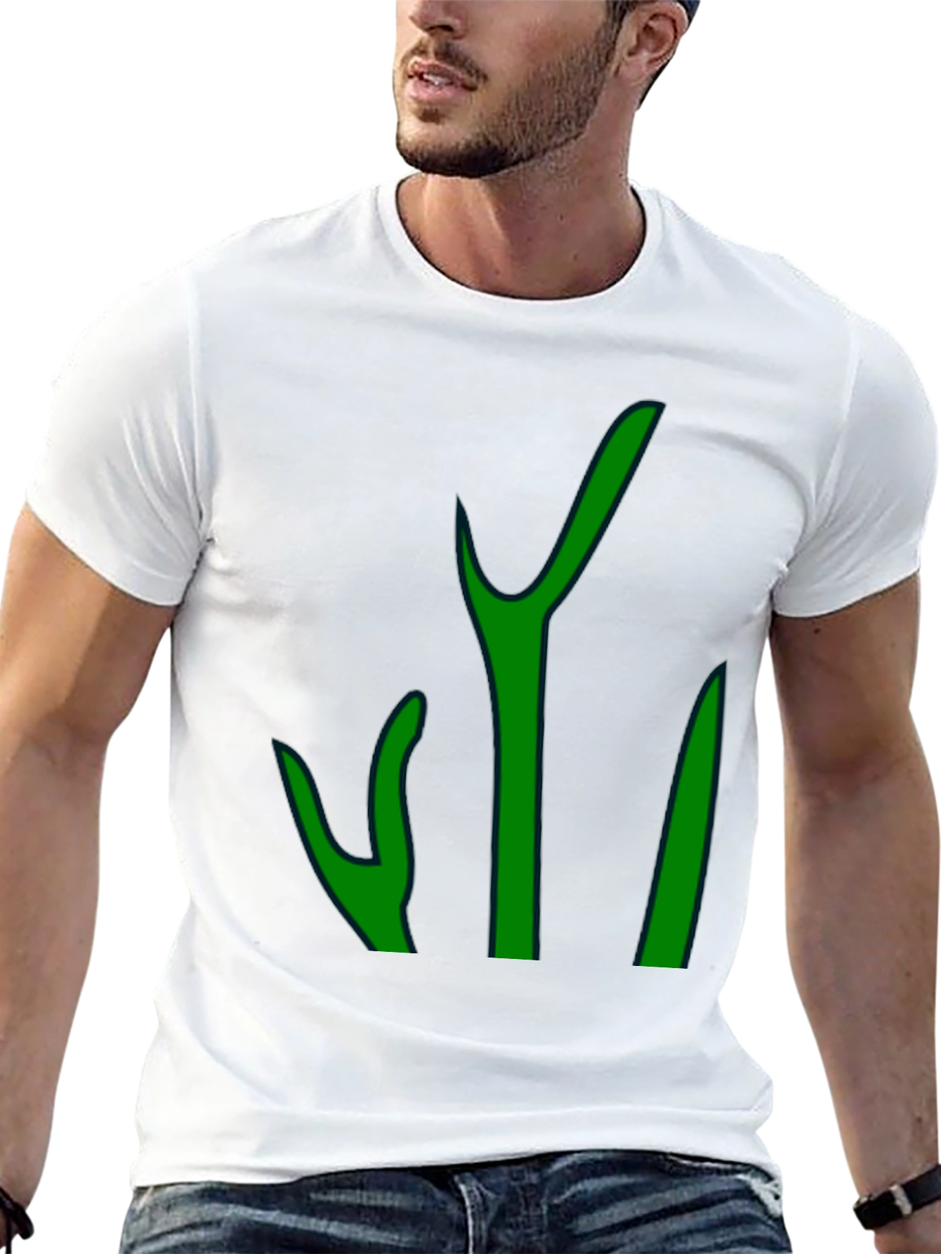 Green Graphic Print Mens Black T-Shirt