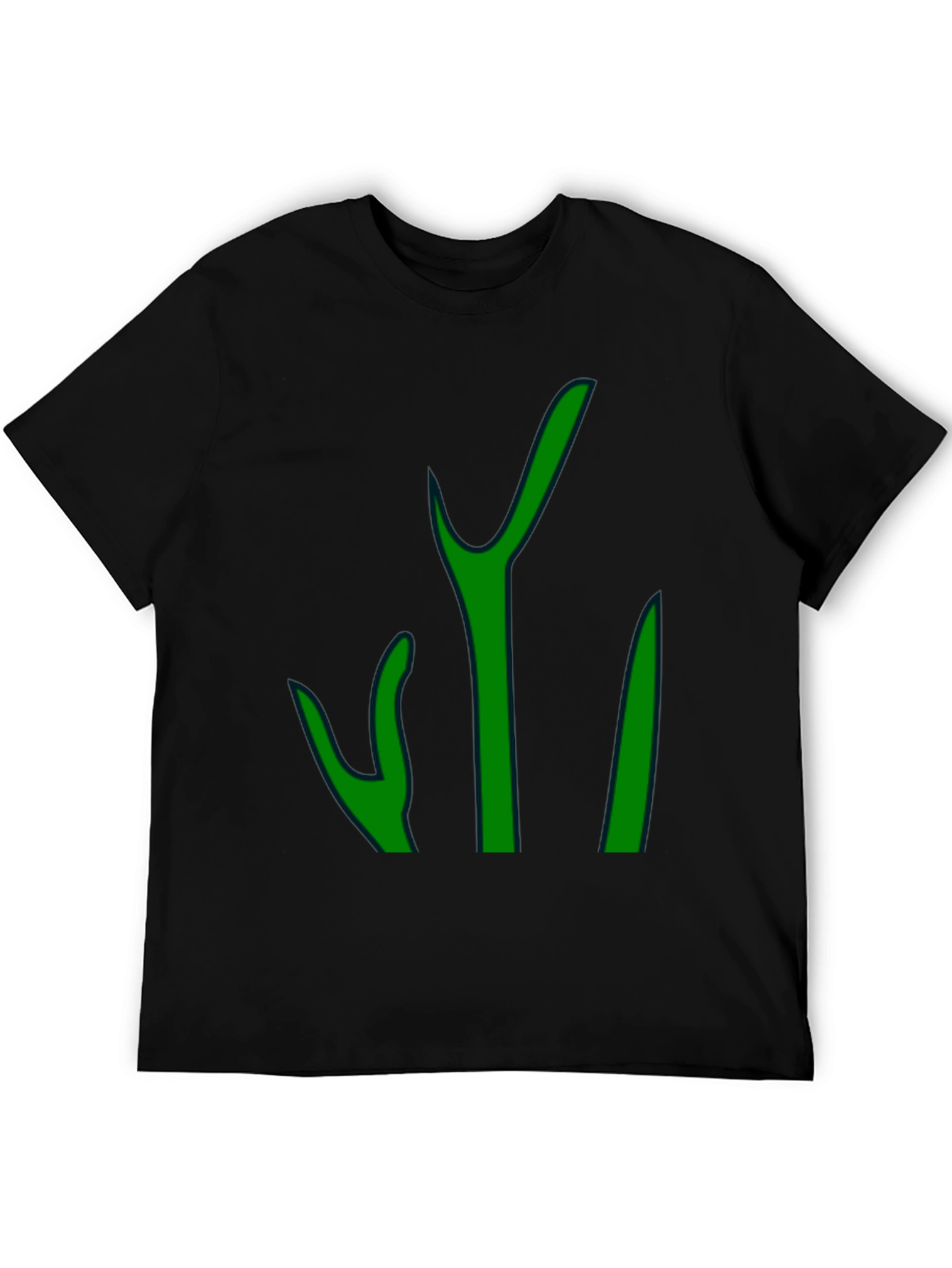 Green Graphic Print Mens Black T-Shirt