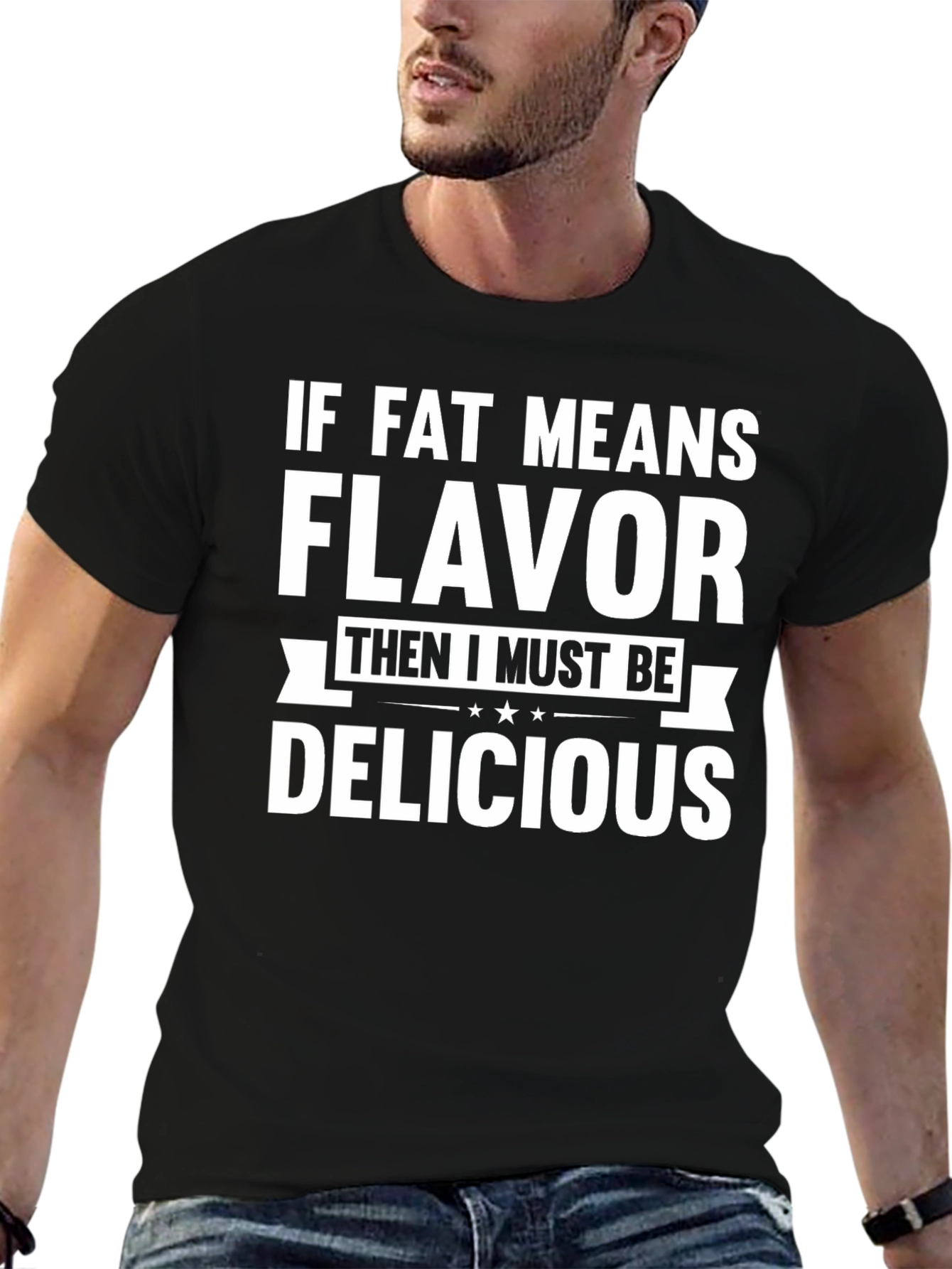 Funny Fat Means Flavor Graphic T-Shirt