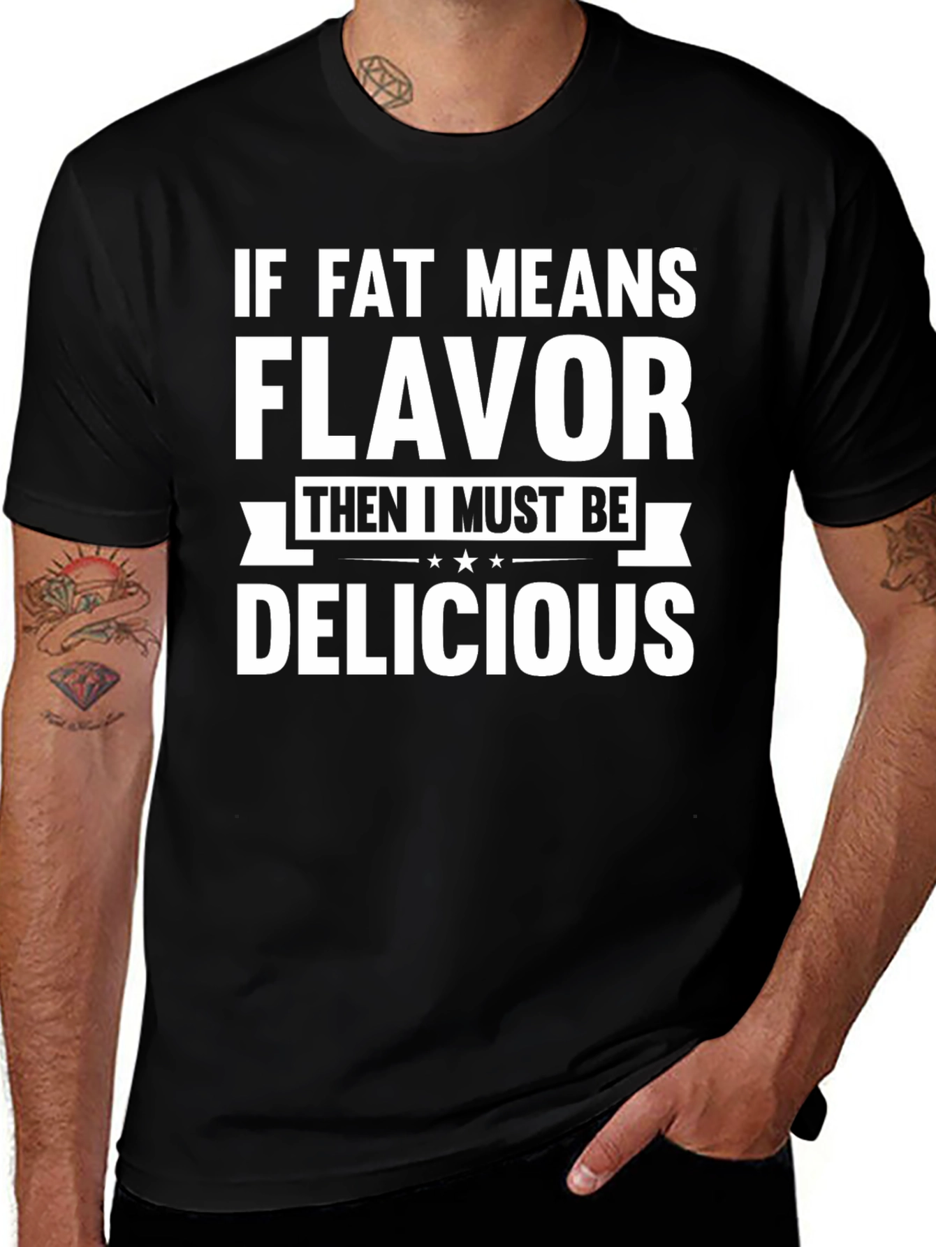 Funny Fat Means Flavor Graphic T-Shirt