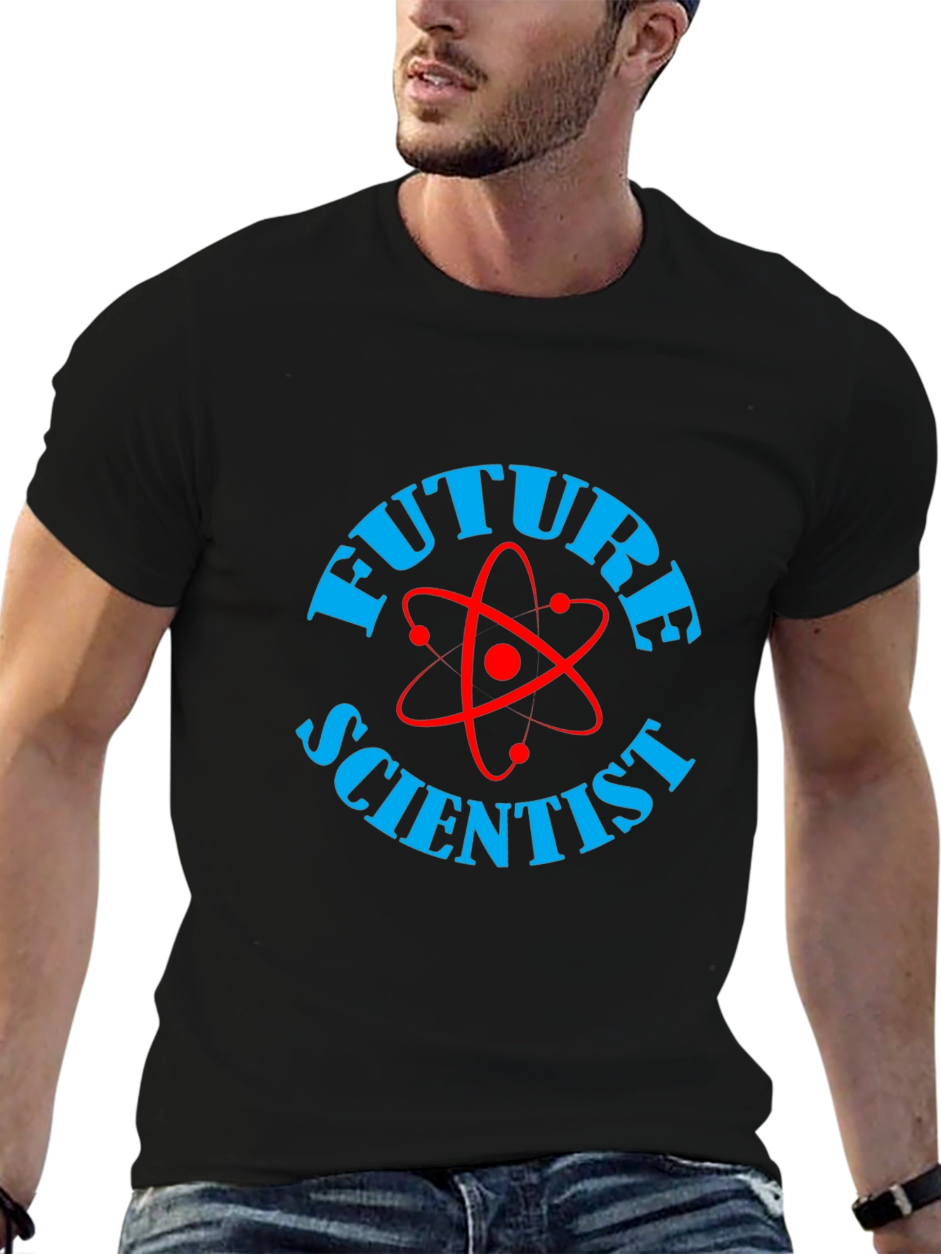 Future Scientist Graphic Tee - Black Cotton T-Shirt