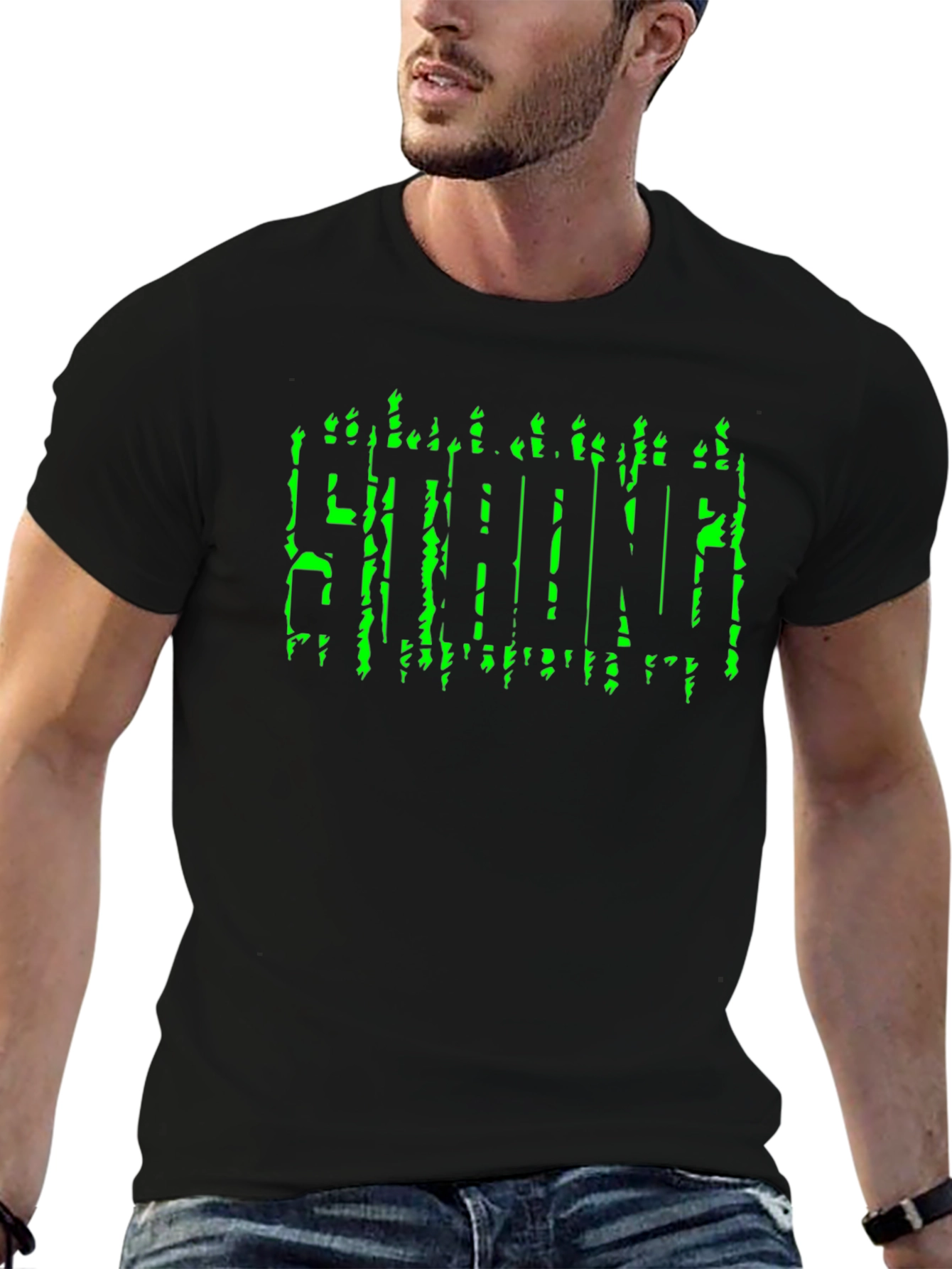 Strong Graphic Print Black T-Shirt