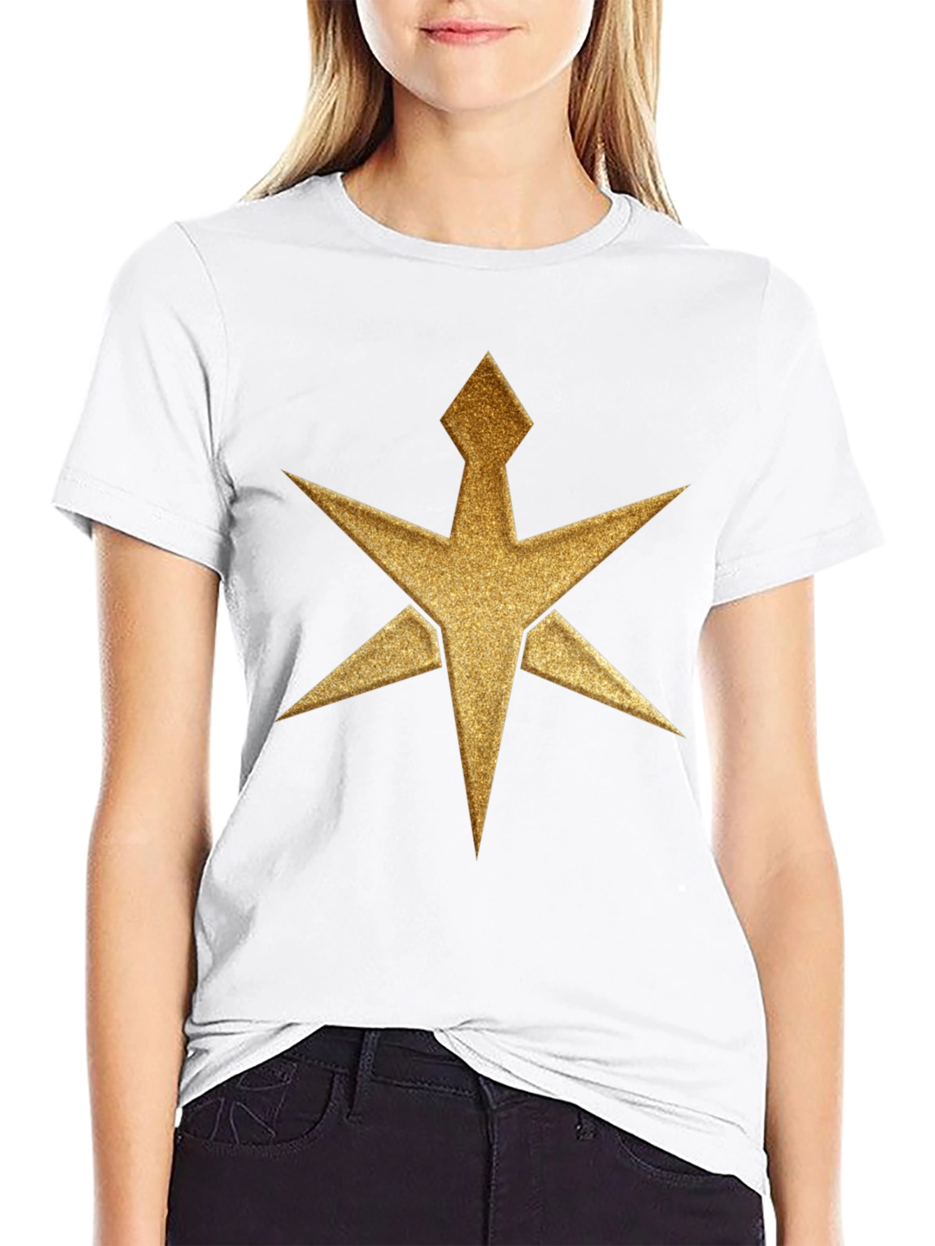 Gold Starburst Graphic Tee - Black Cotton Blend