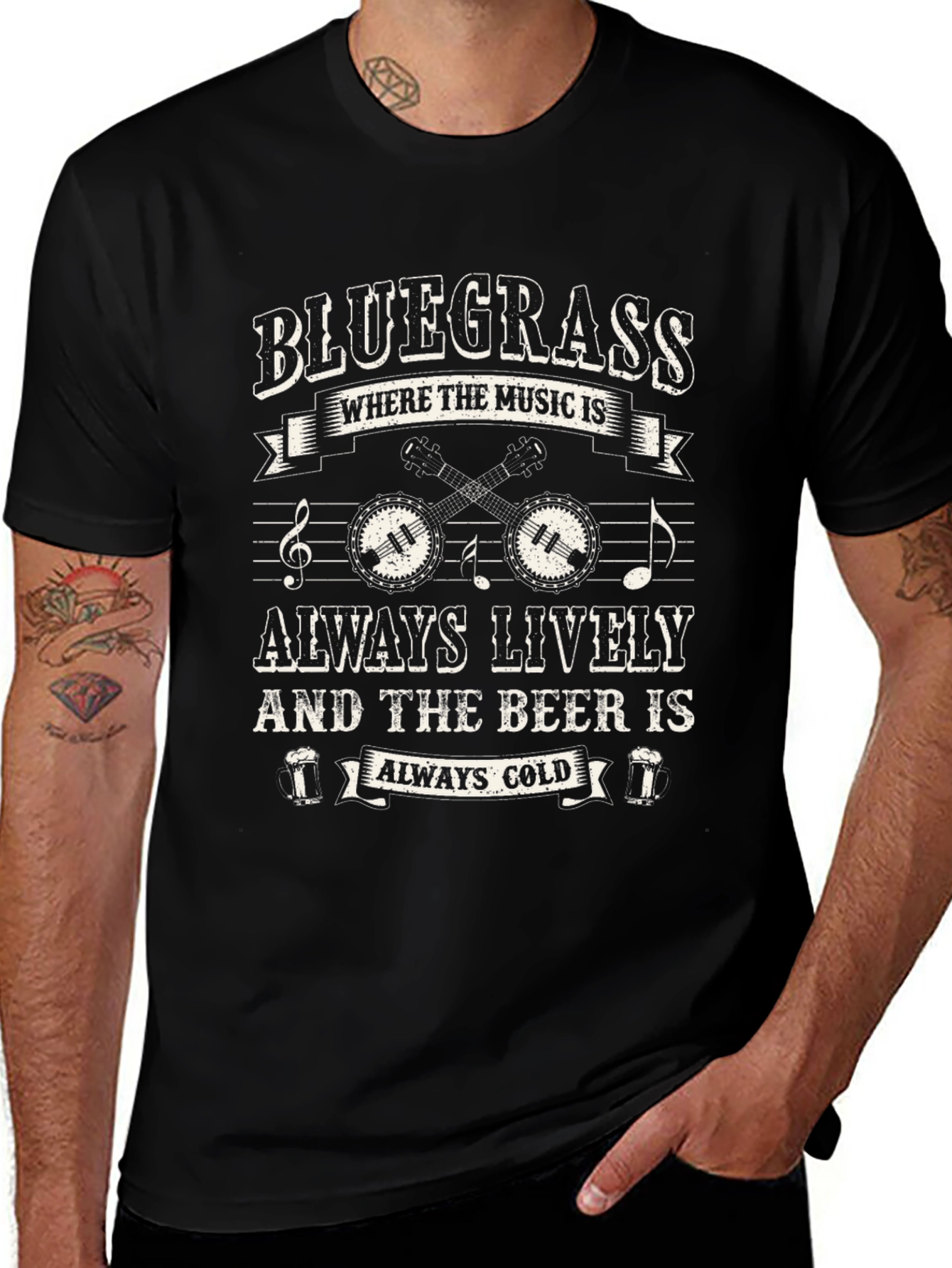 Bluegrass Music & Beer T-Shirt: Always Lively & Cold!