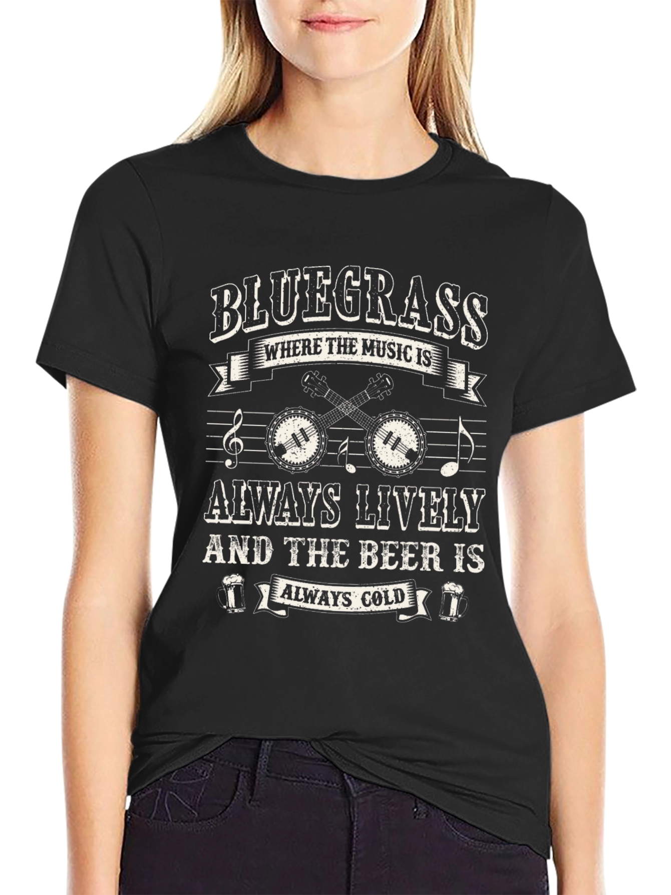 Bluegrass Music & Beer T-Shirt: Always Lively & Cold!
