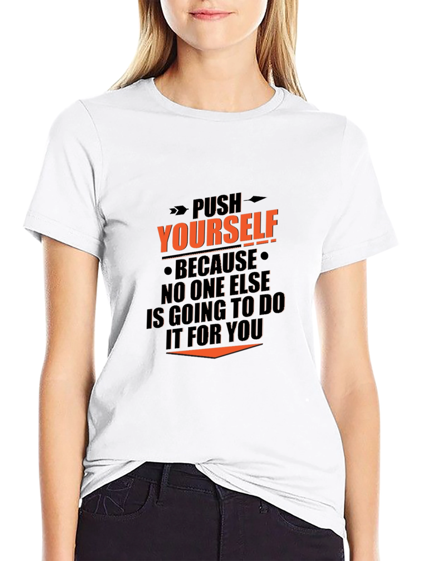 Motivational Black T-Shirt - Push Yourself Graphic Tee