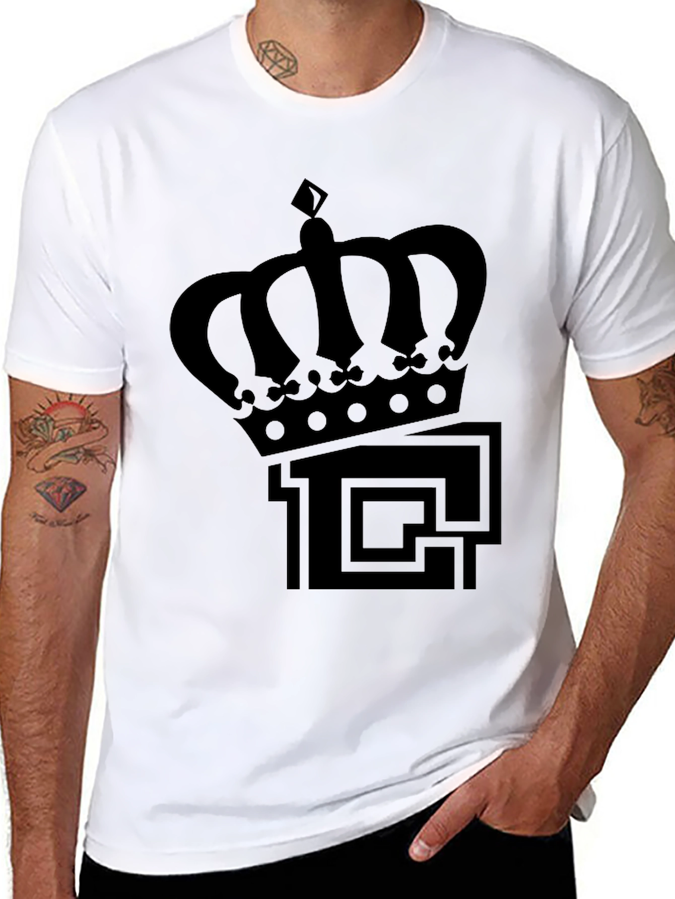 Crown Logo Black T-Shirt - Mens Fashion Tee