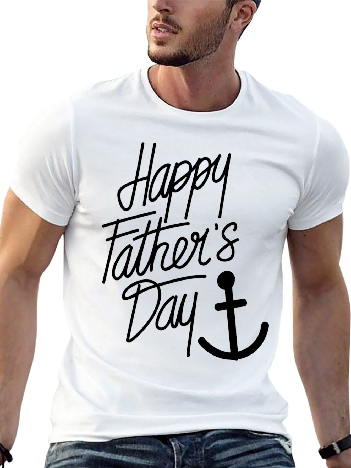 Happy Fathers Day Anchor Graphic Tee - Black