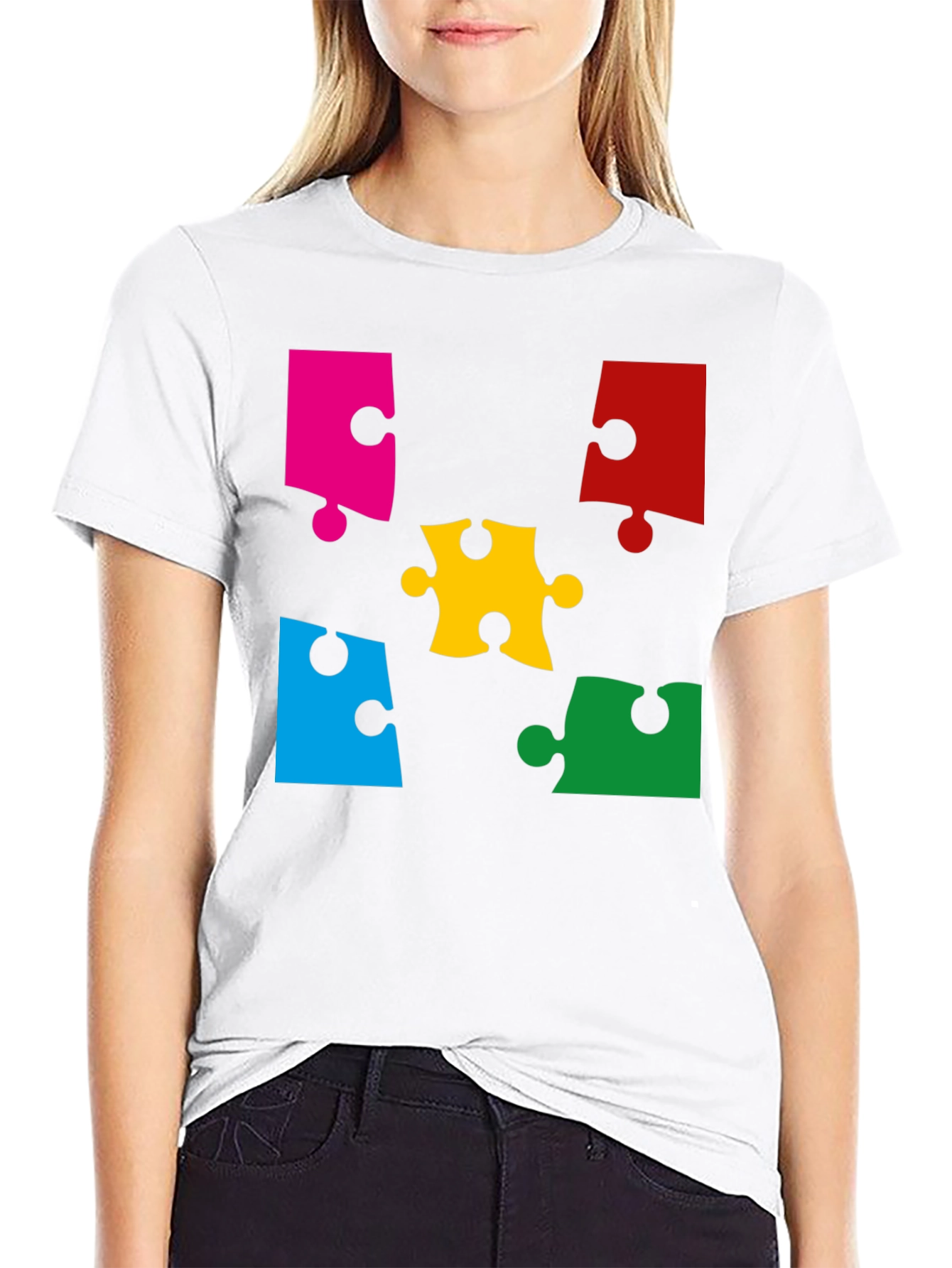 Puzzle Piece Graphic Black T-Shirt