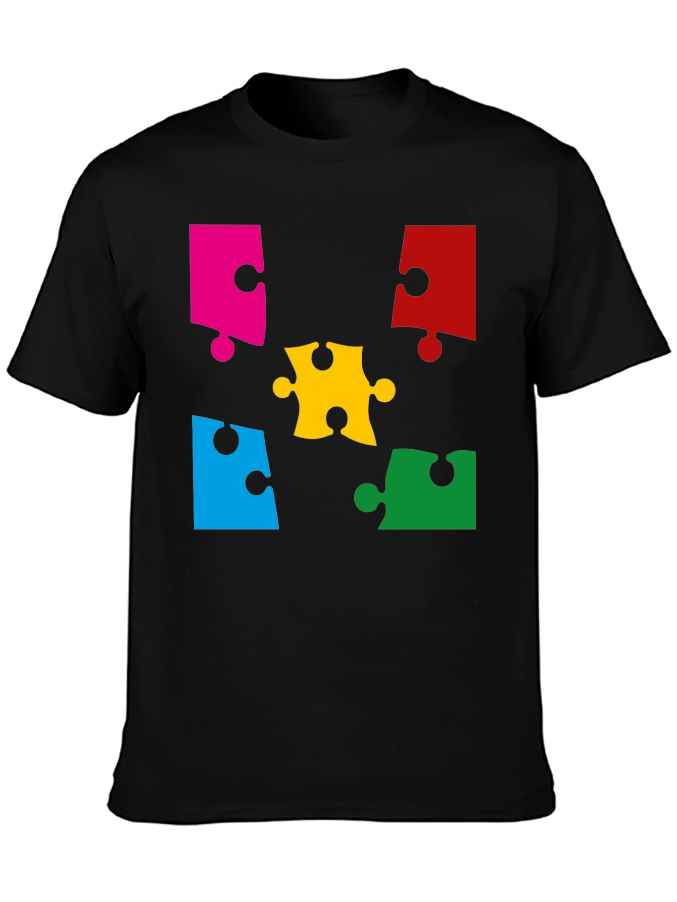 Puzzle Piece Graphic Black T-Shirt