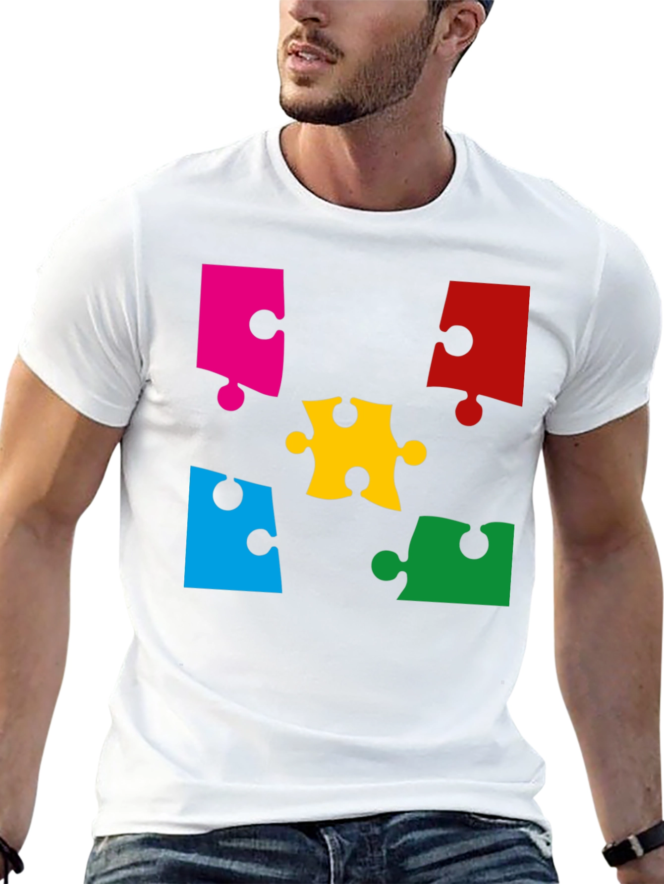 Puzzle Piece Graphic Black T-Shirt