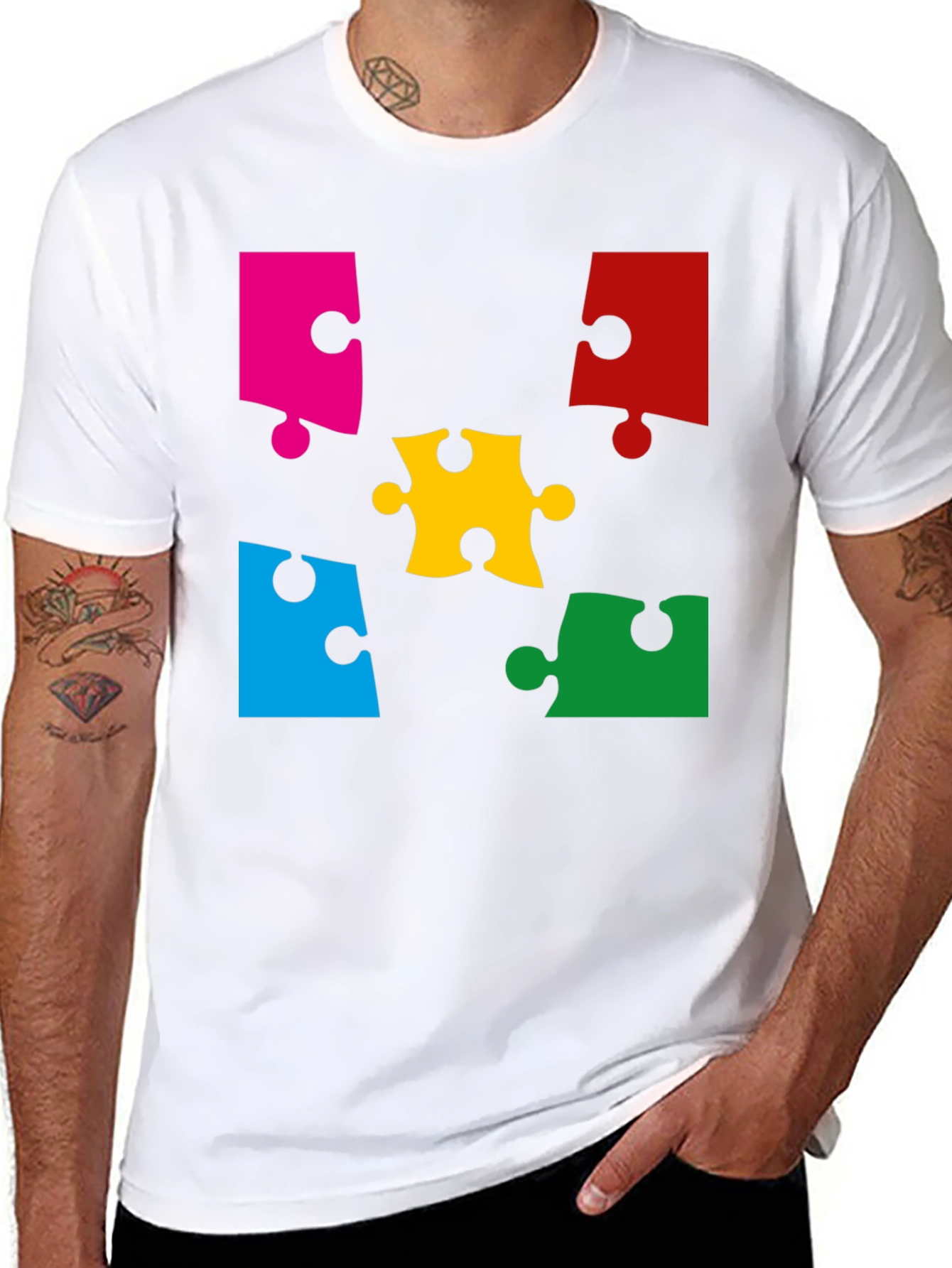 Puzzle Piece Graphic Black T-Shirt