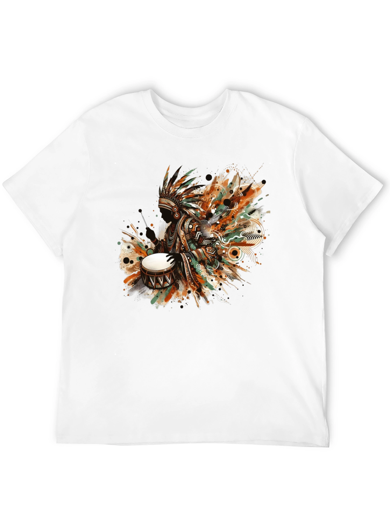 Native American Drummer Graphic Tee - Black
