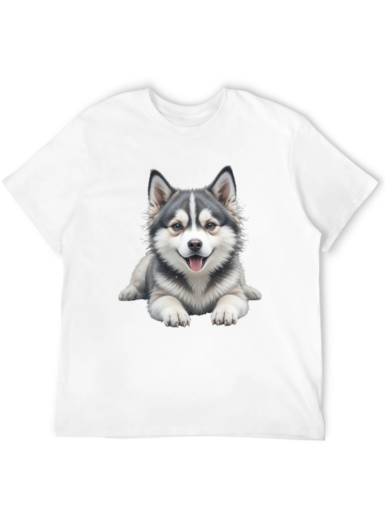 Cute Dog Graphic Tee - Black Cotton Blend