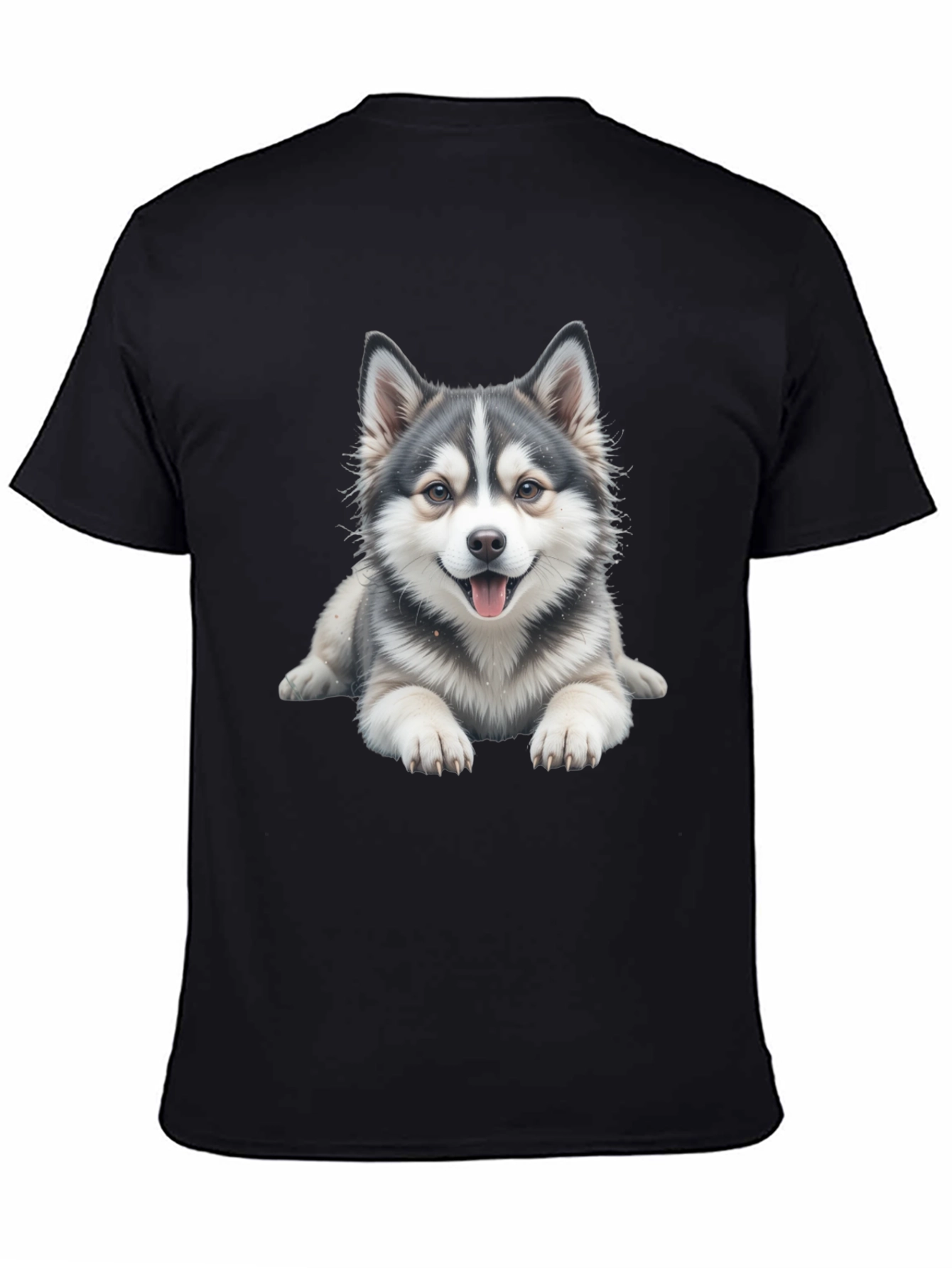 Cute Dog Graphic Tee - Black Cotton Blend