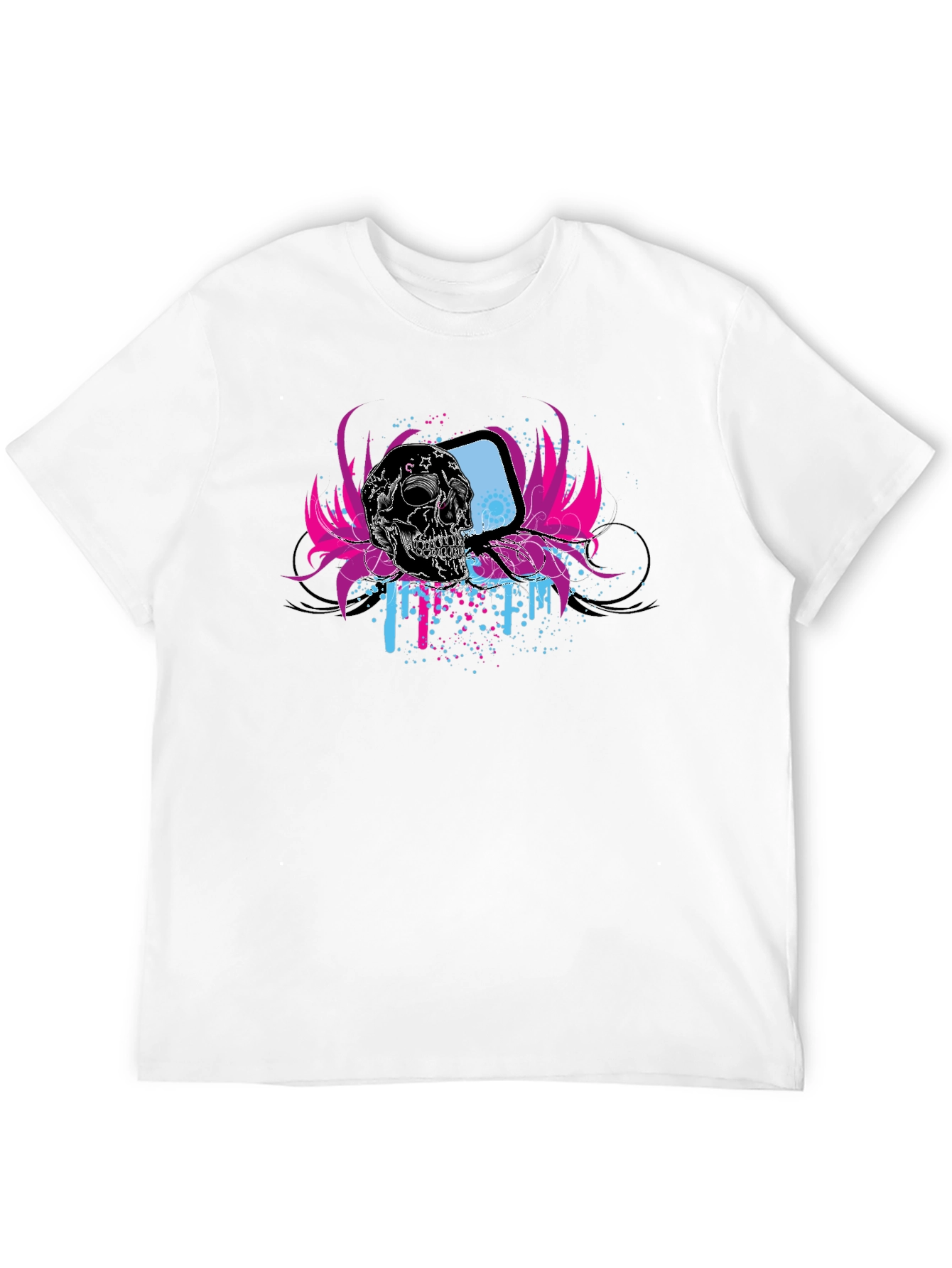 Skull & Retro TV Graphic Black T-Shirt
