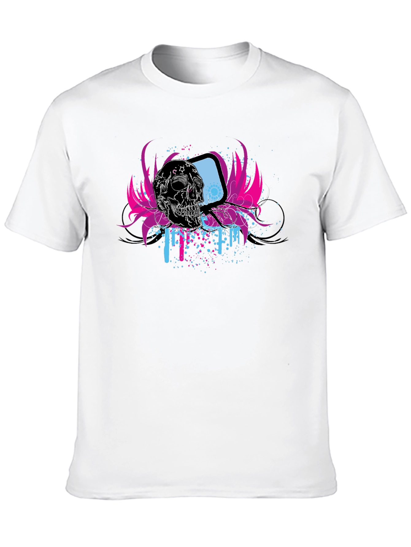 Skull & Retro TV Graphic Black T-Shirt