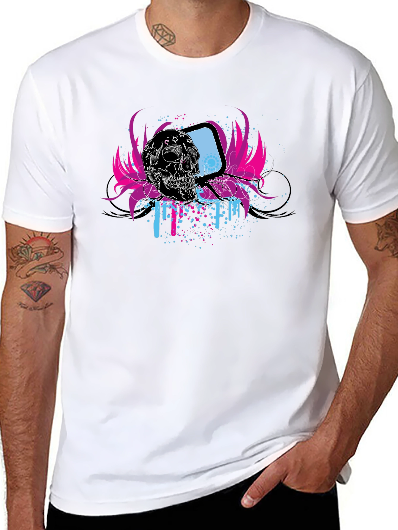 Skull & Retro TV Graphic Black T-Shirt