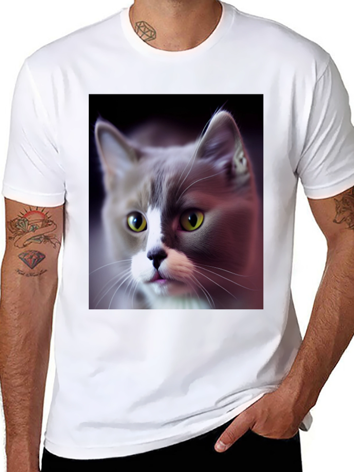 Cat Graphic Black T-Shirt