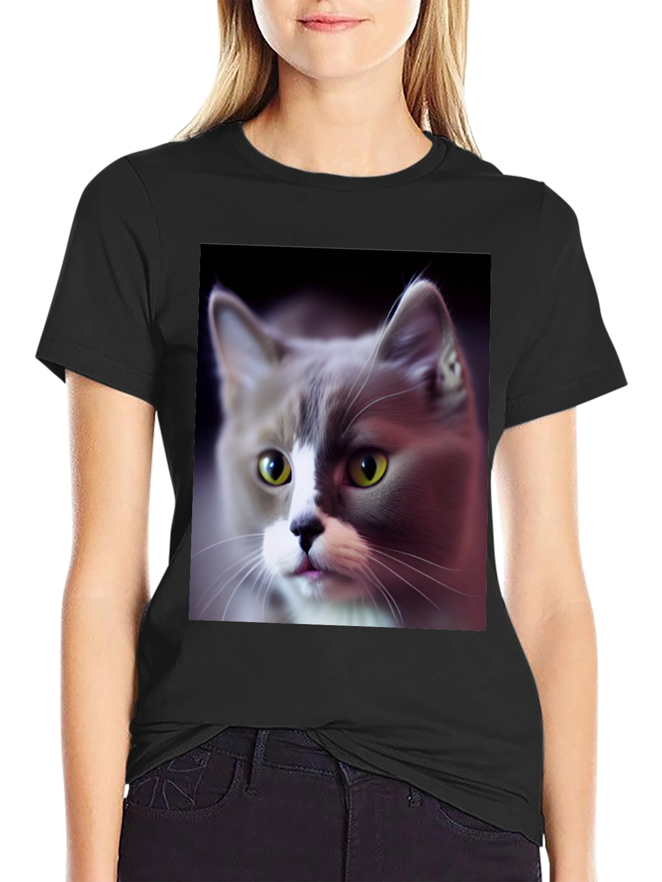 Cat Graphic Black T-Shirt