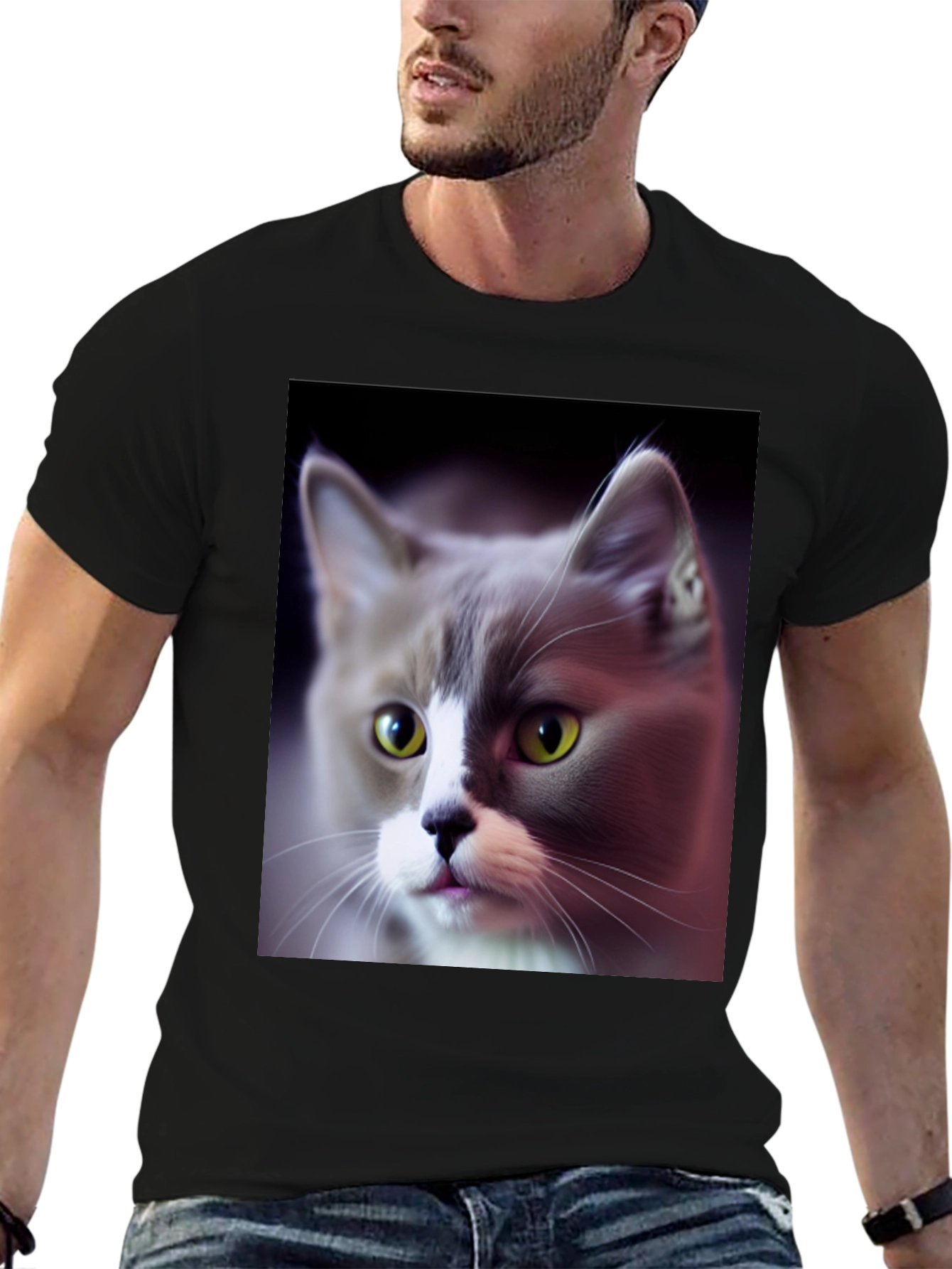 Cat Graphic Black T-Shirt