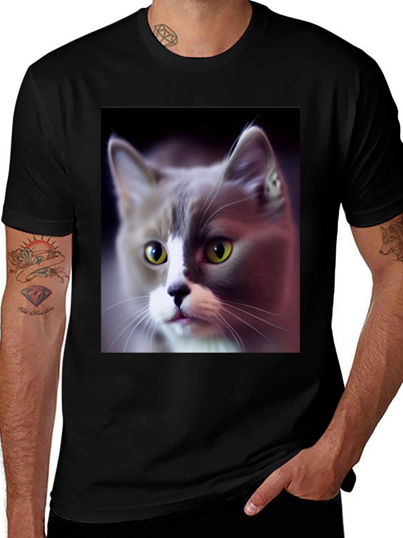 Cat Graphic Black T-Shirt