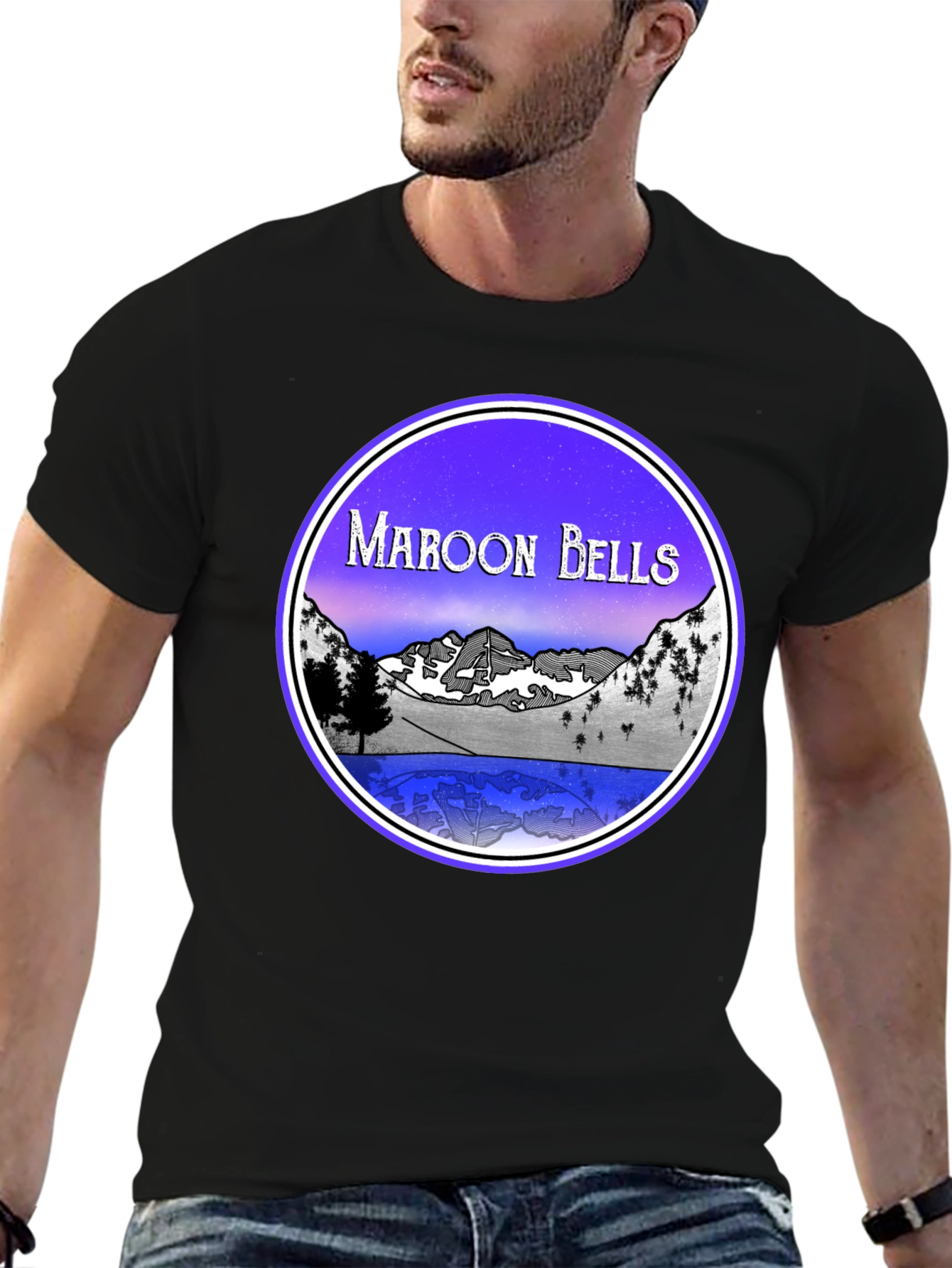 Maroon Bells Graphic Tee - Mountain Lake Scene