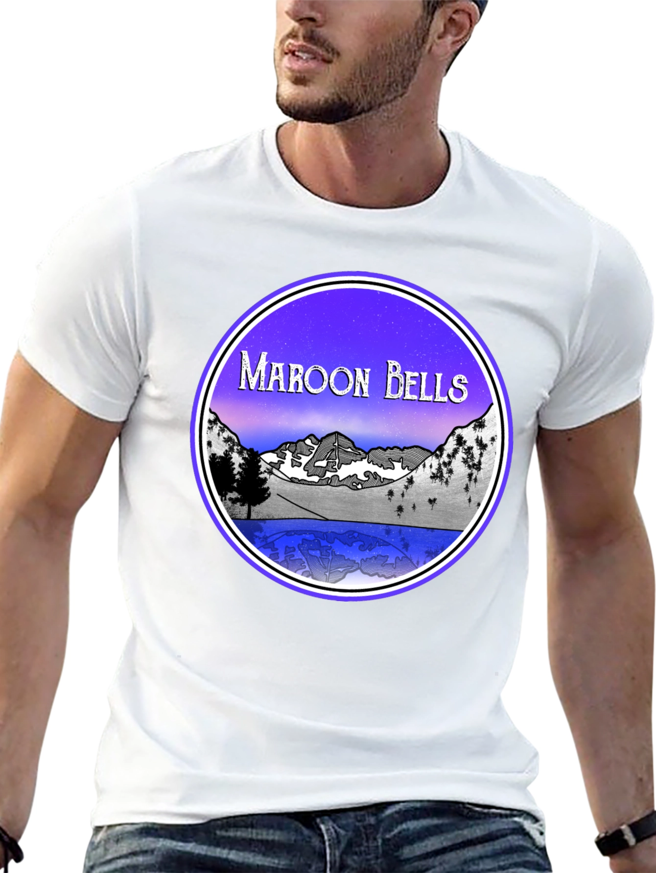 Maroon Bells Graphic Tee - Mountain Lake Scene