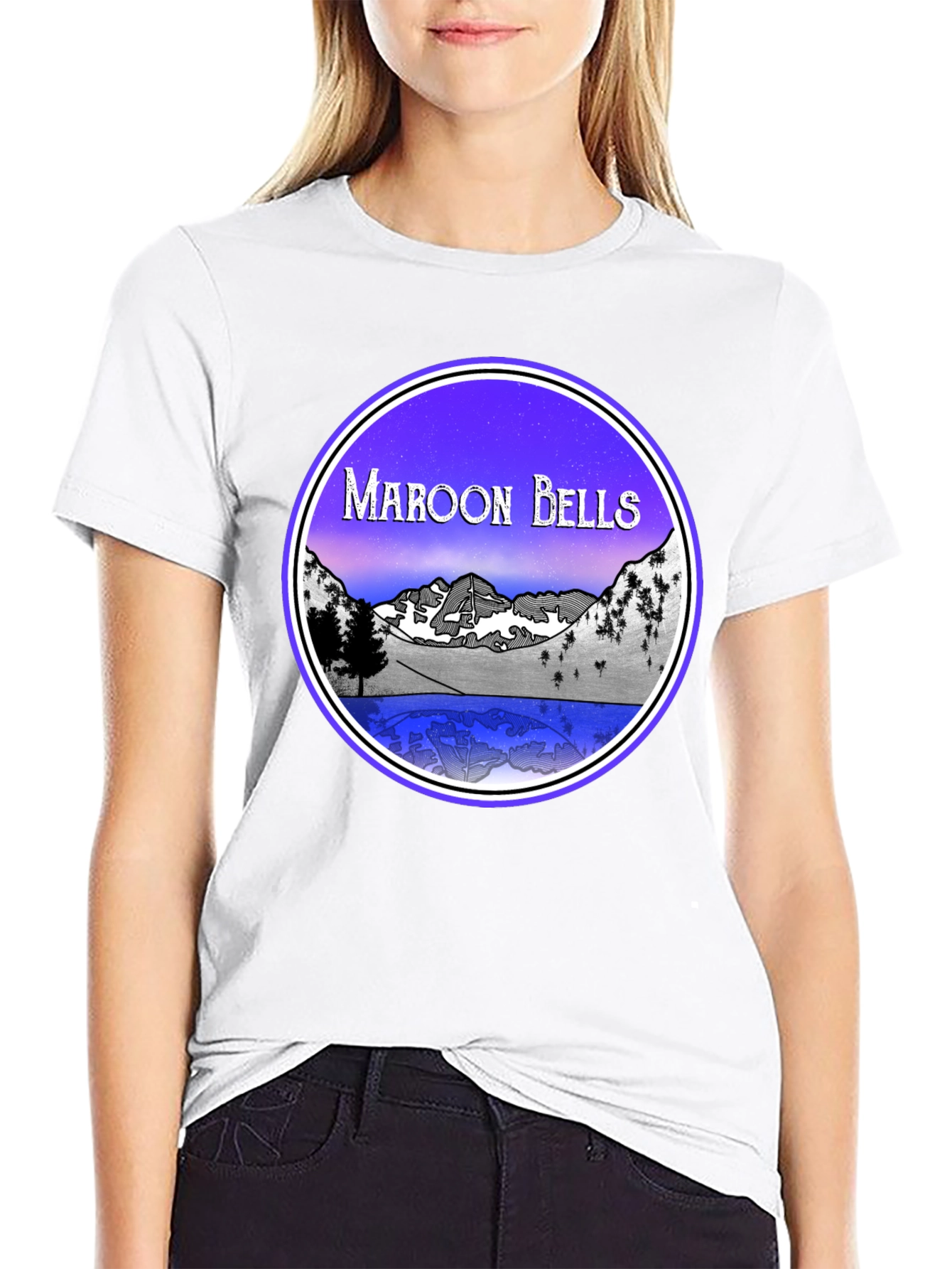 Maroon Bells Graphic Tee - Mountain Lake Scene