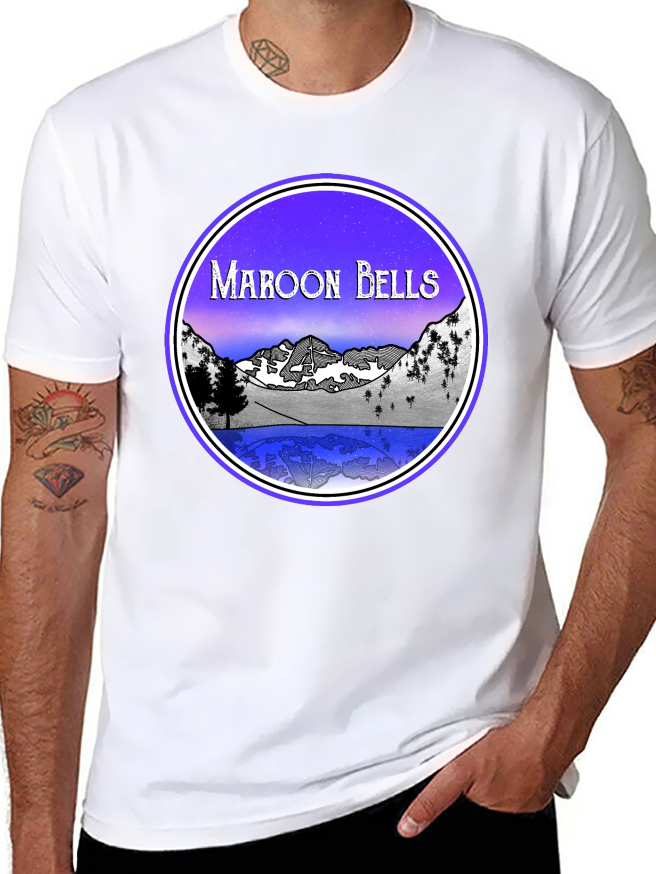 Maroon Bells Graphic Tee - Mountain Lake Scene