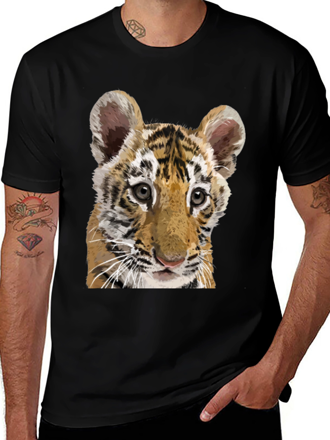 Tiger Cub Graphic Tee - Mens Black T-Shirt