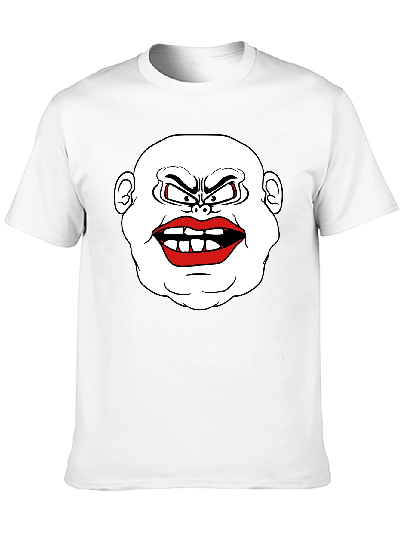 Mens Black T-Shirt with Cartoon Face Graphic