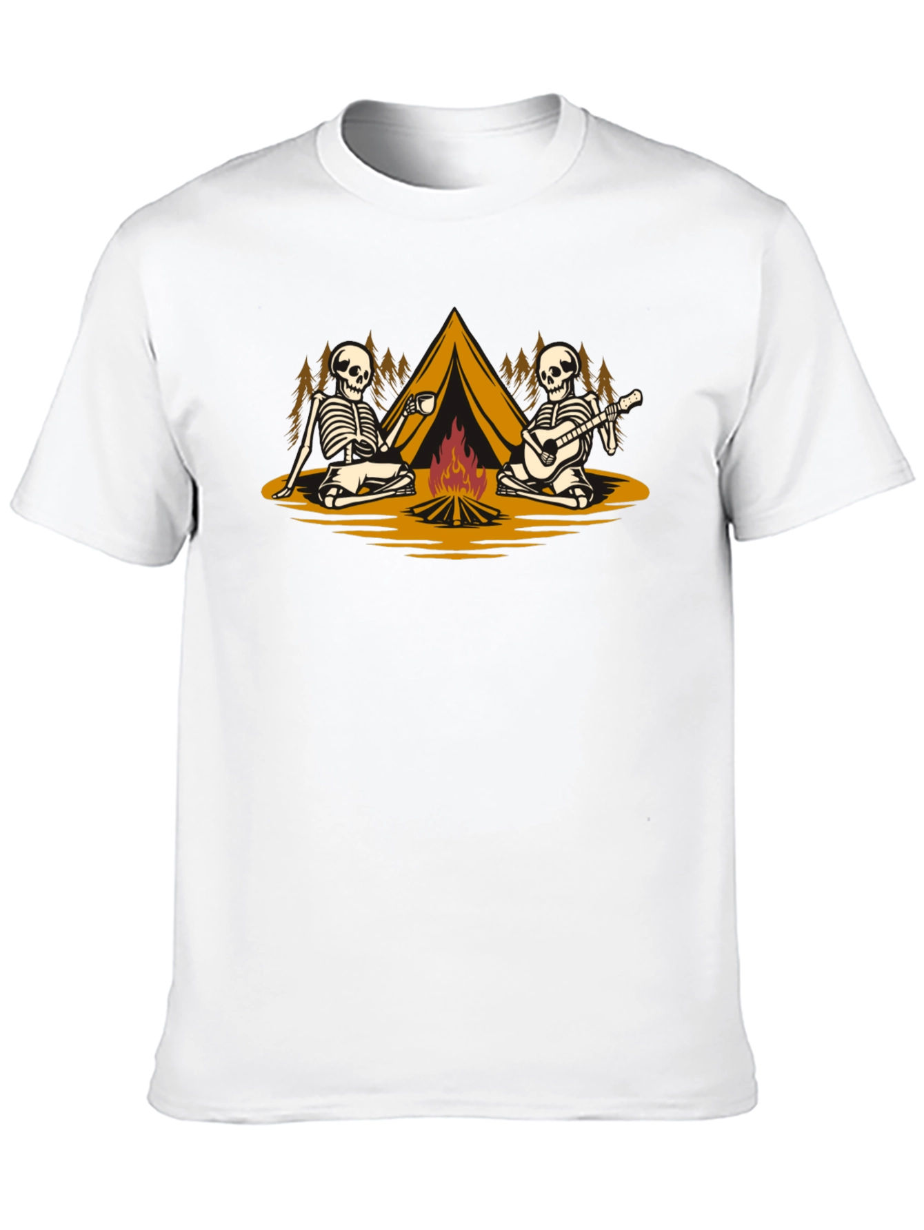 Skeleton Camping T-Shirt: Spooky Campfire Fun