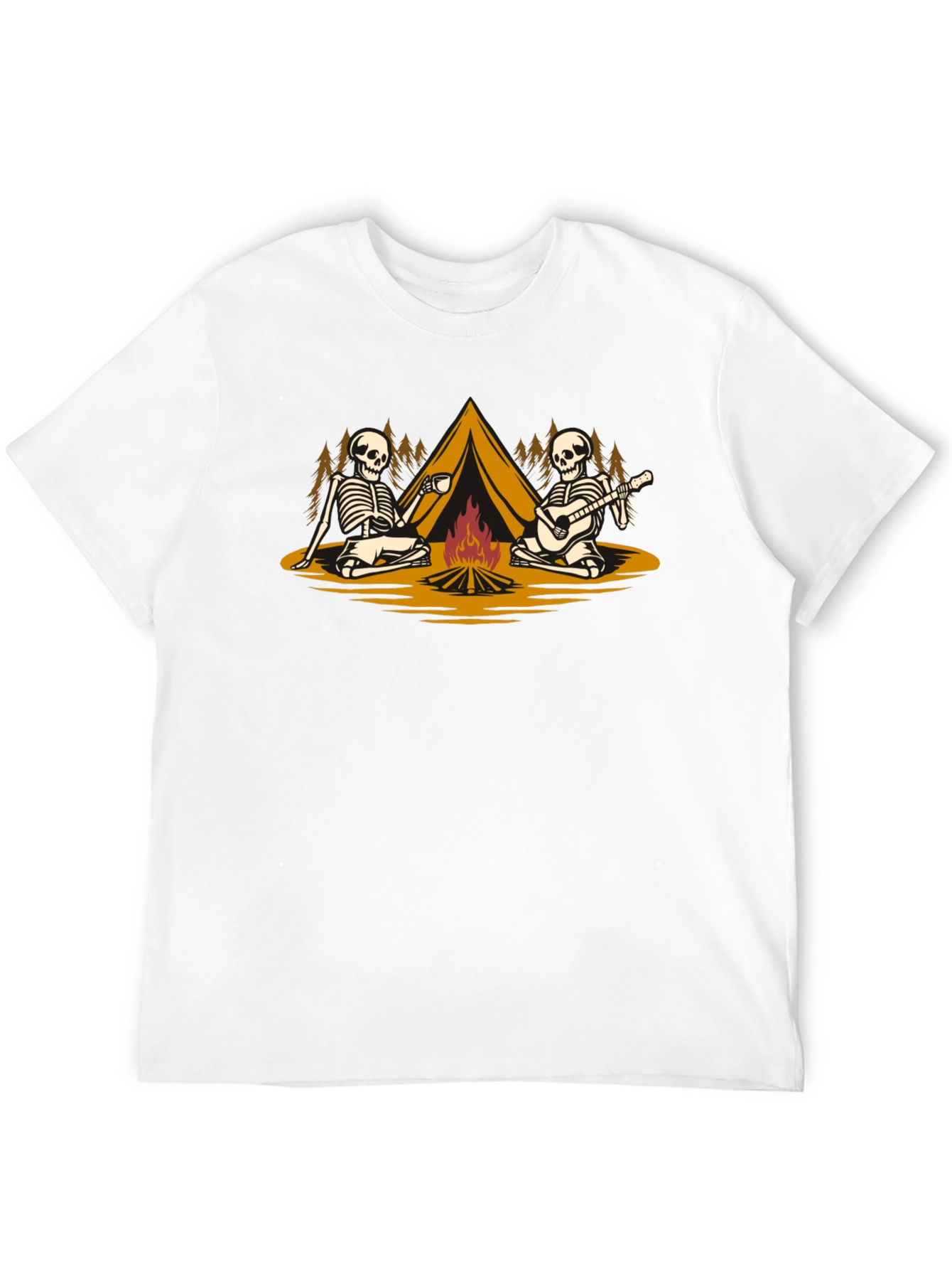 Skeleton Camping T-Shirt: Spooky Campfire Fun