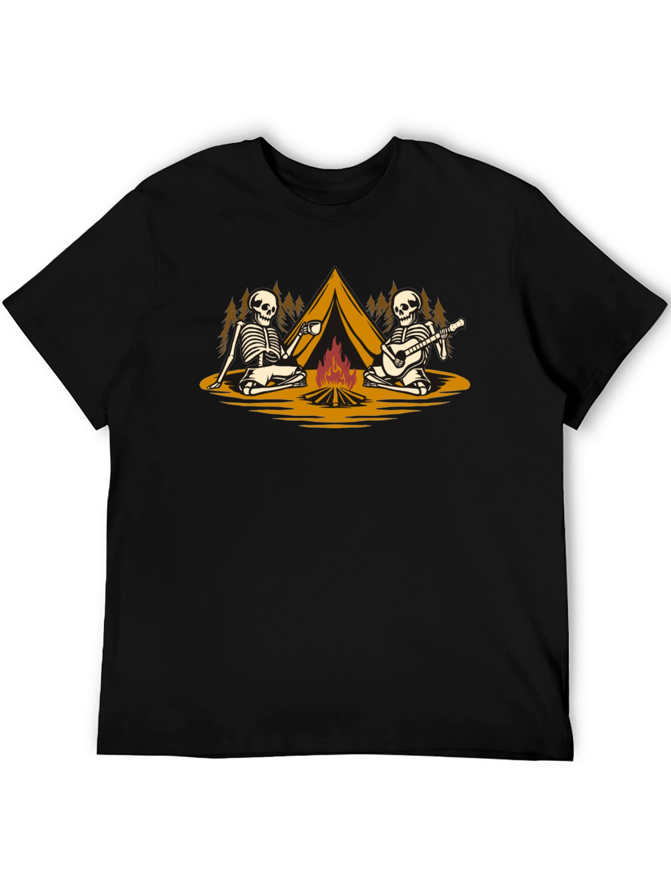 Skeleton Camping T-Shirt: Spooky Campfire Fun