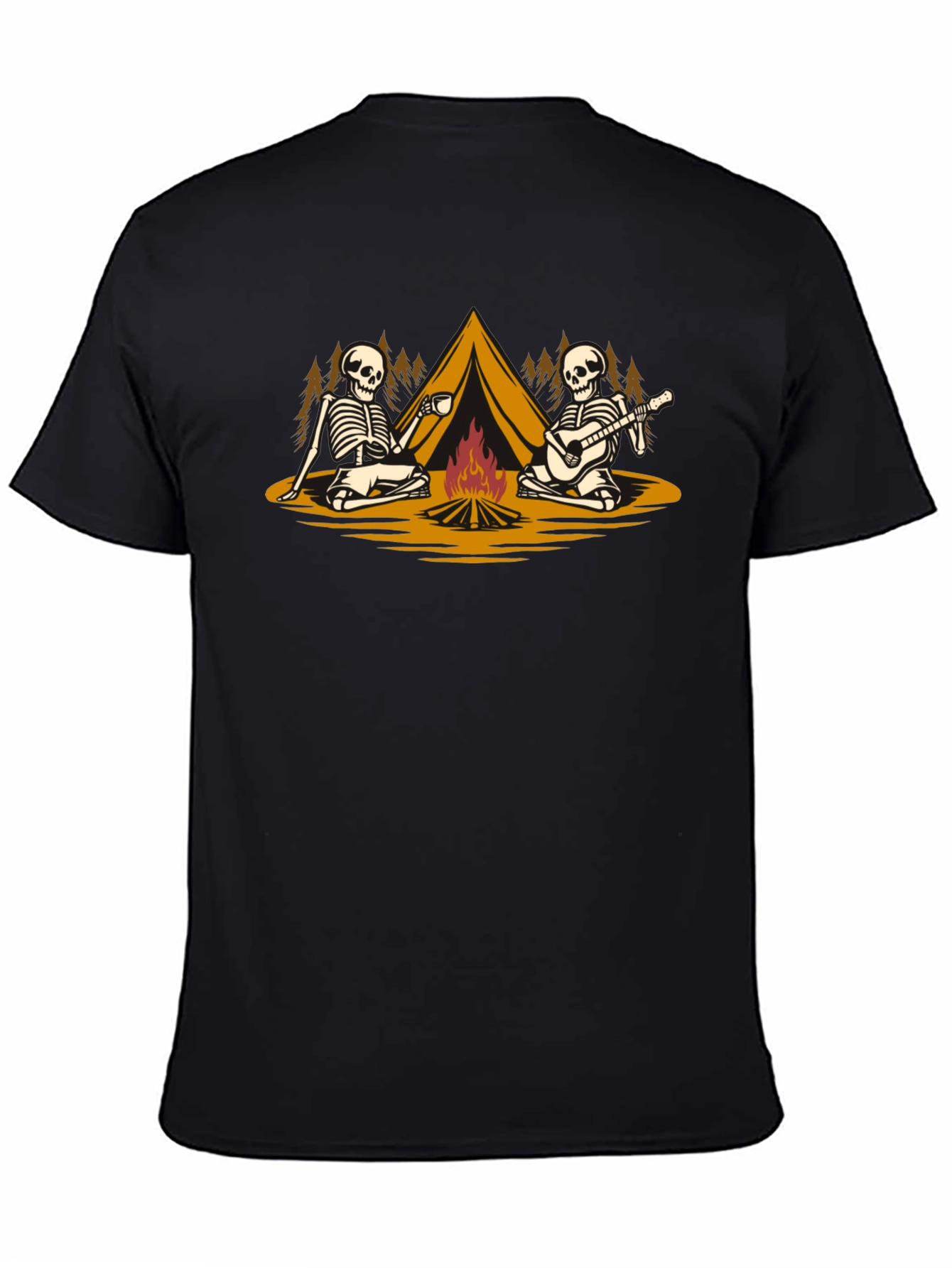 Skeleton Camping T-Shirt: Spooky Campfire Fun
