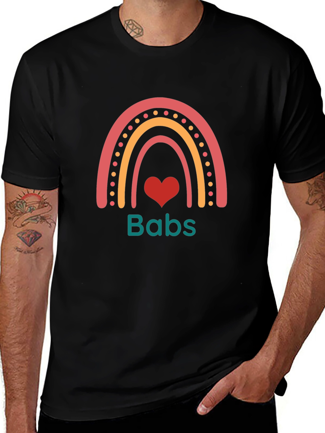 Babs Rainbow Heart Graphic Tee - Black