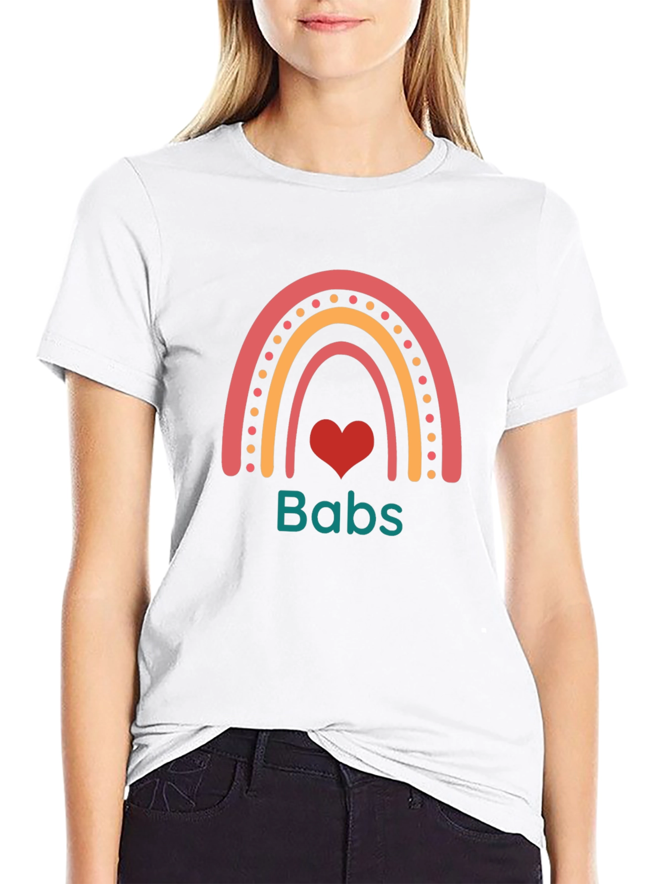 Babs Rainbow Heart Graphic Tee - Black