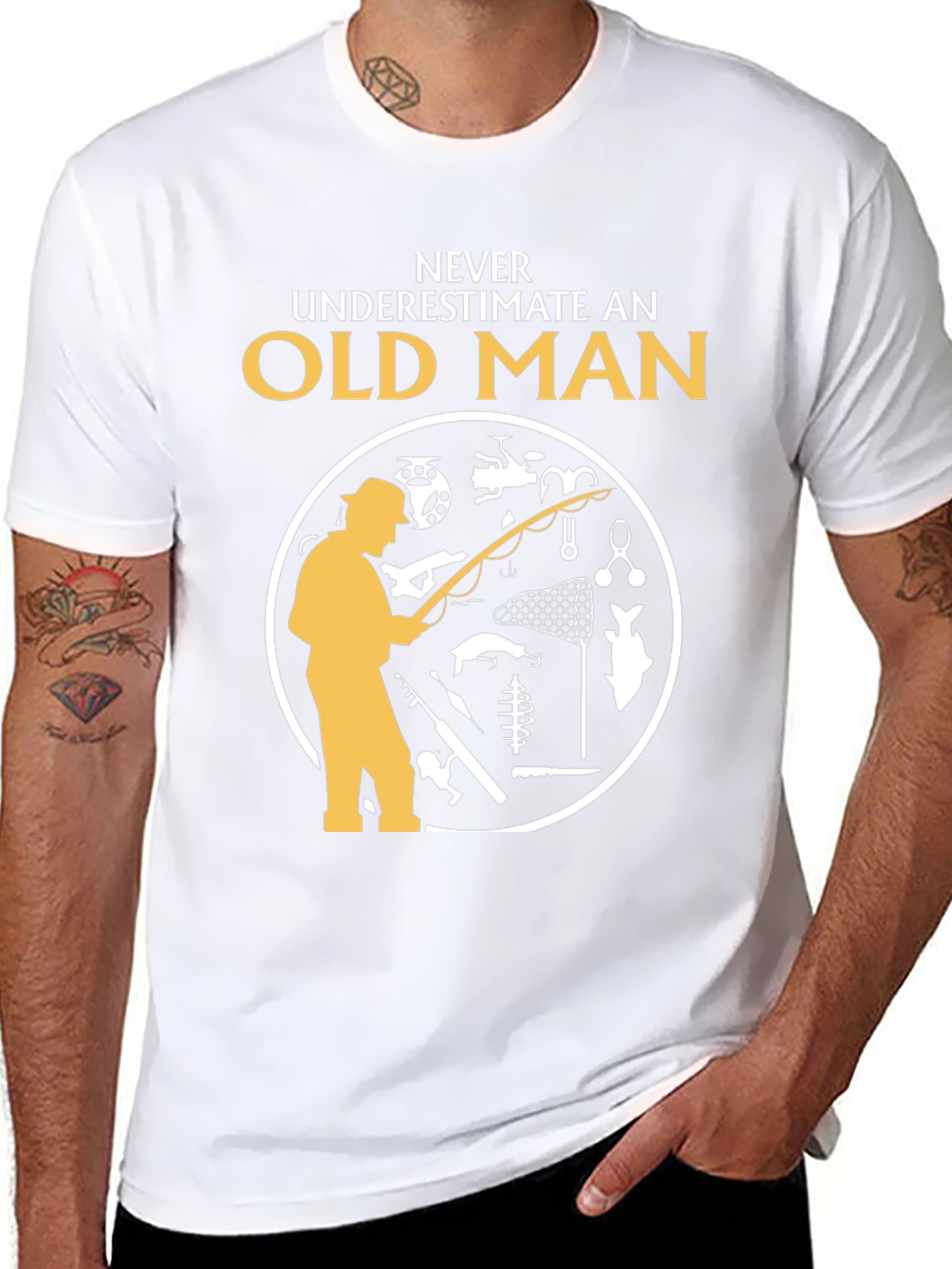 Never Underestimate Old Man Fishing T-Shirt