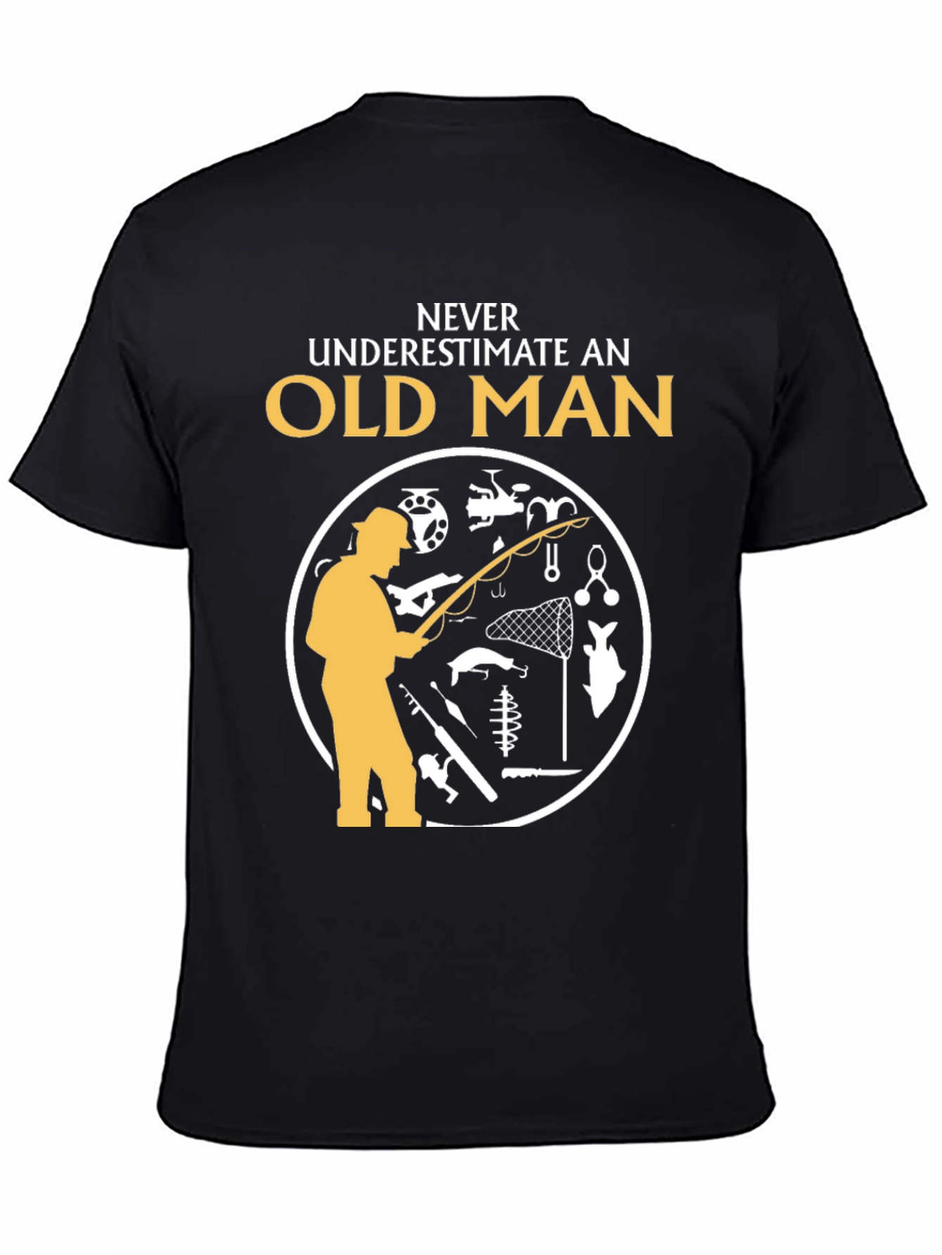 Never Underestimate Old Man Fishing T-Shirt