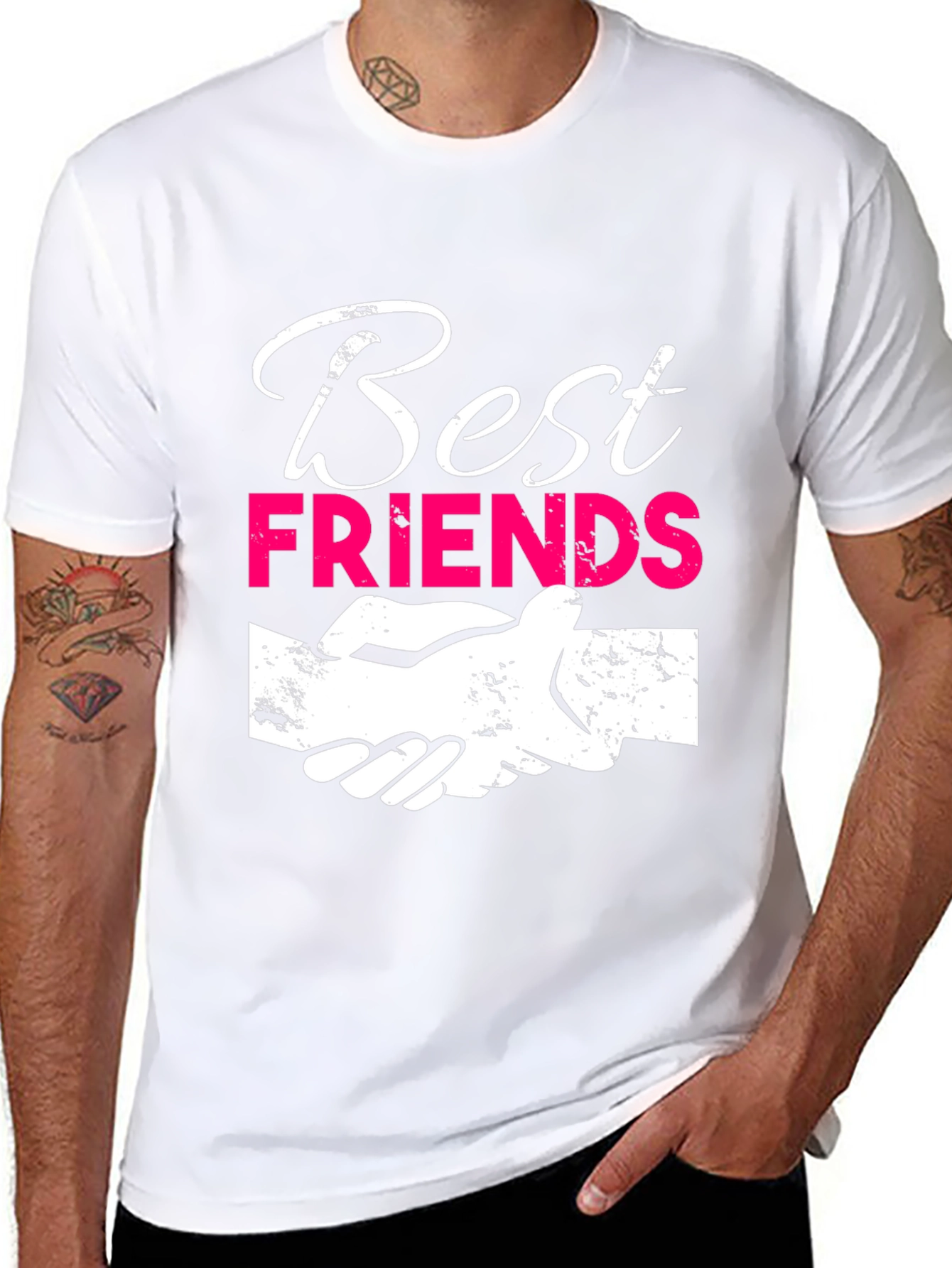 Best Friends Graphic T-Shirt - Black Crew Neck Tee