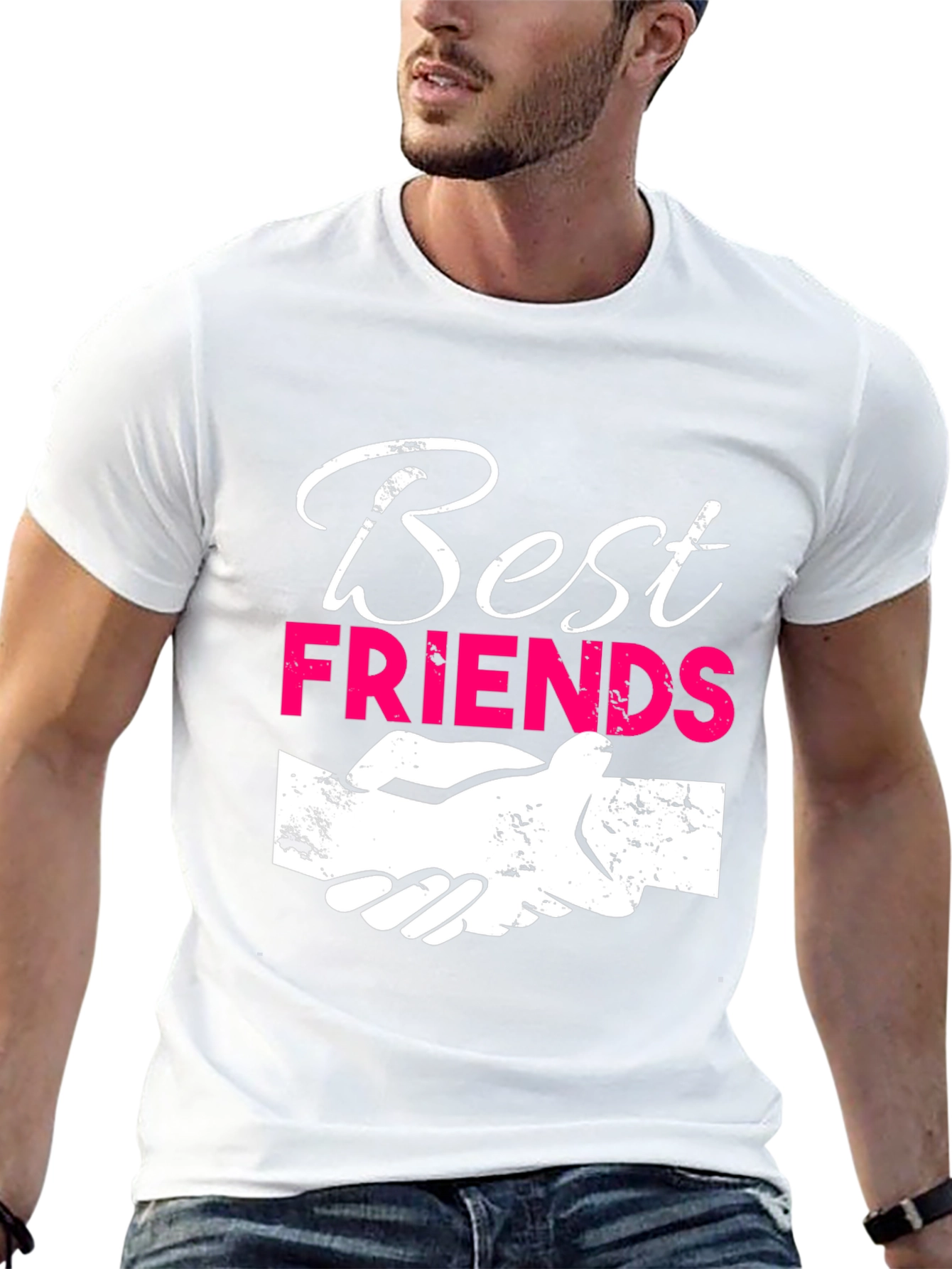 Best Friends Graphic T-Shirt - Black Crew Neck Tee
