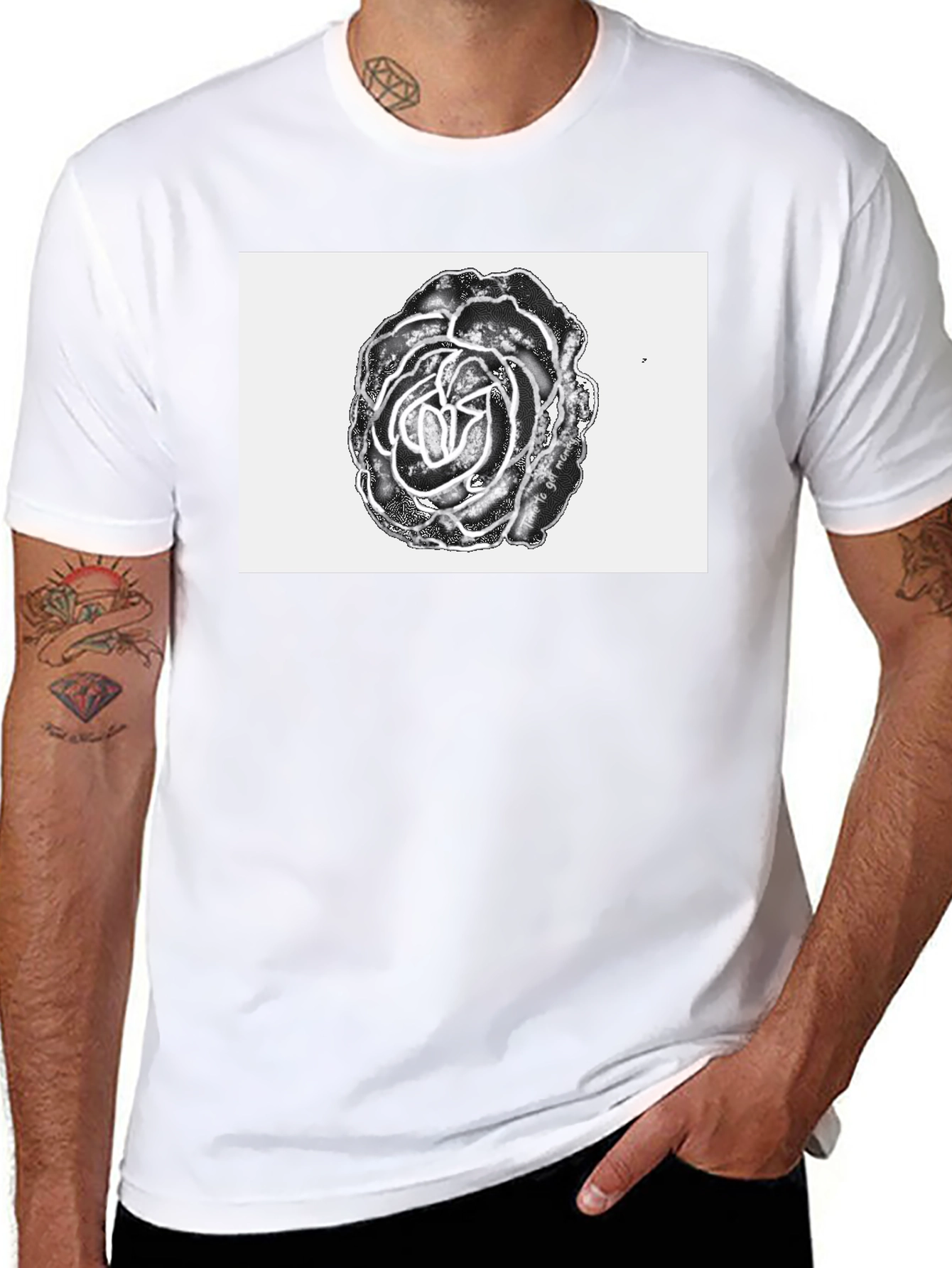 Black Rose Graphic Tee - Unique Floral Design