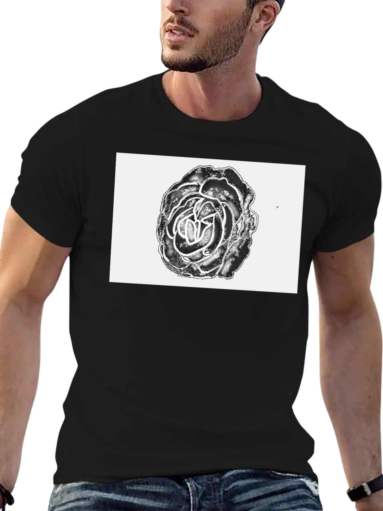 Black Rose Graphic Tee - Unique Floral Design