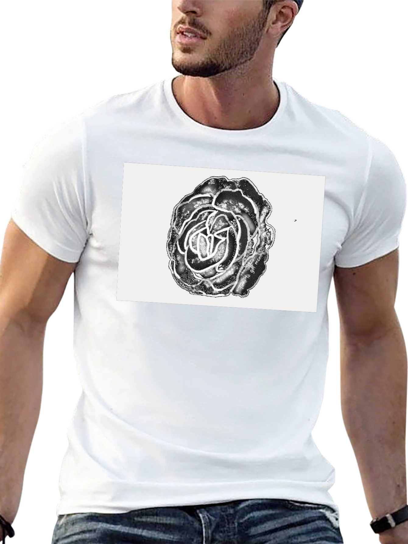 Black Rose Graphic Tee - Unique Floral Design