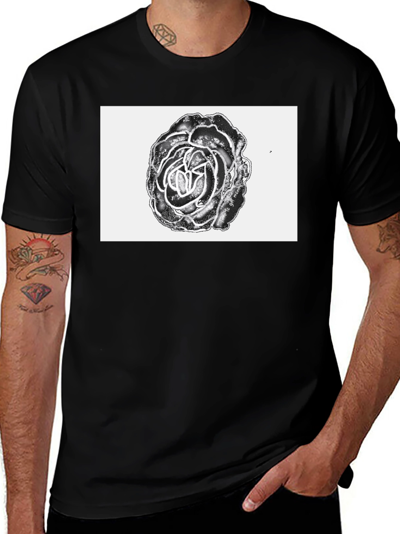 Black Rose Graphic Tee - Unique Floral Design