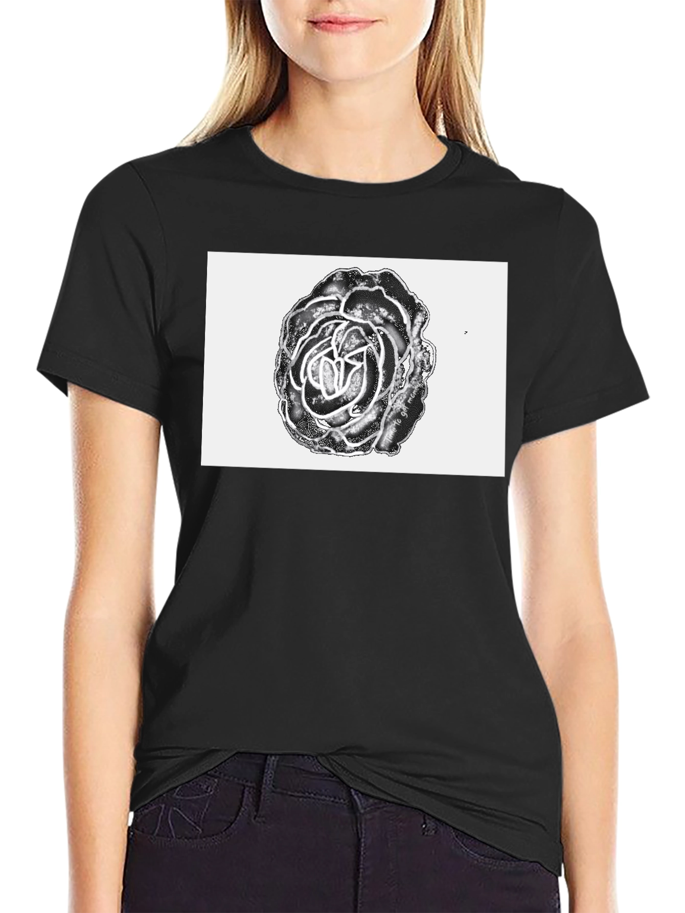 Black Rose Graphic Tee - Unique Floral Design