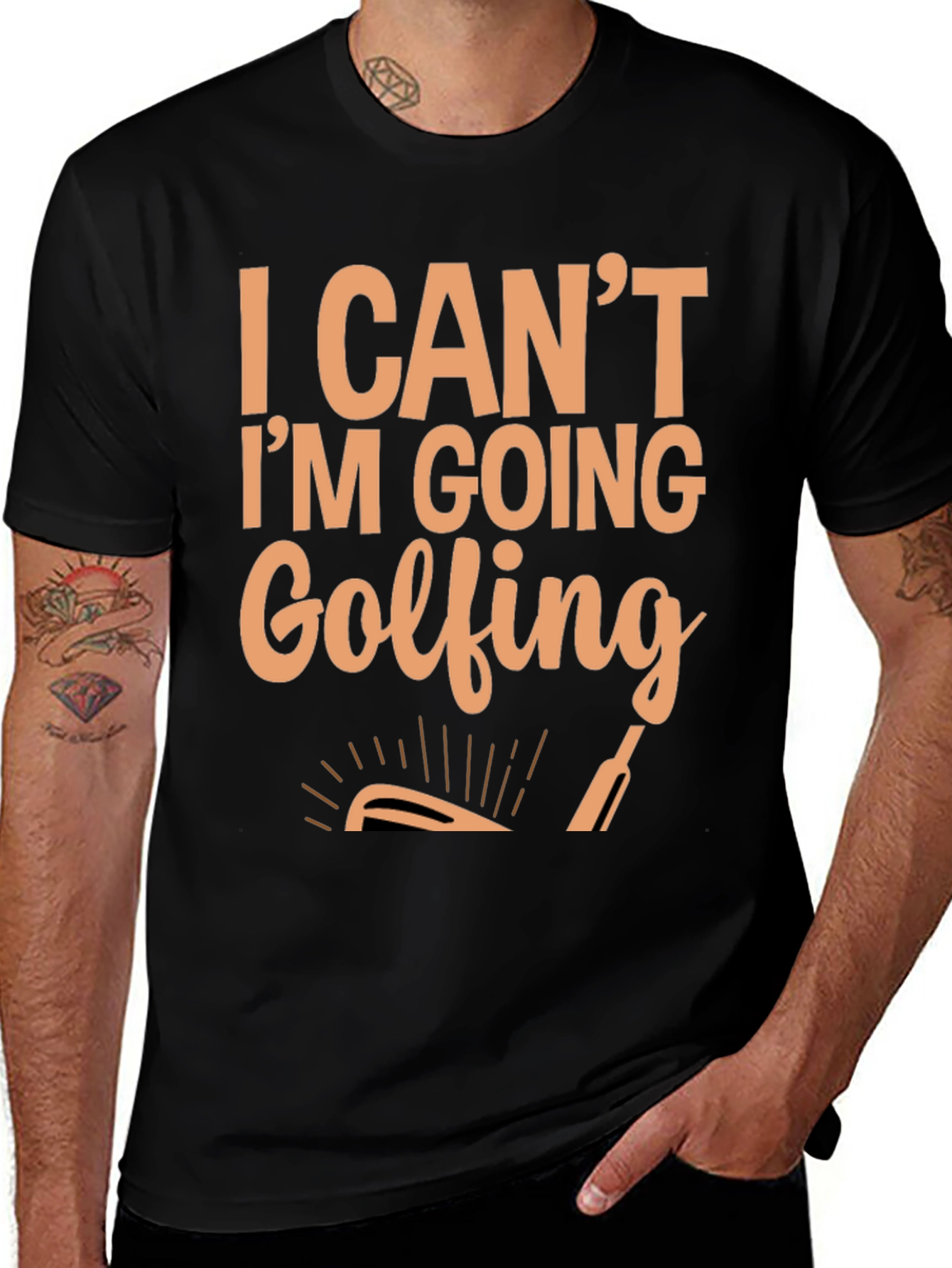 I Cant Im Going Golfing Mens Black Tee